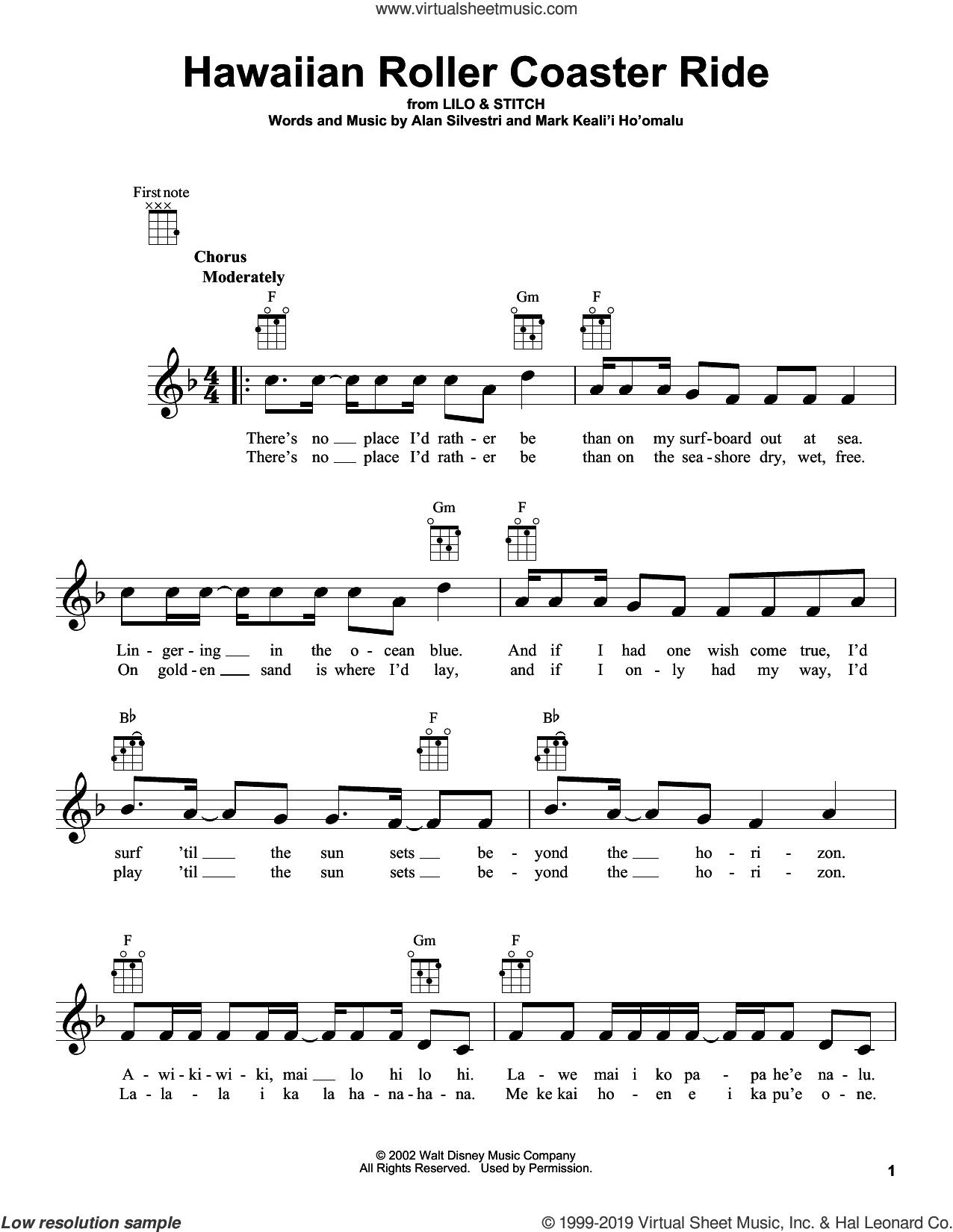 Hawaiian rollercoaster ride chords ukulele