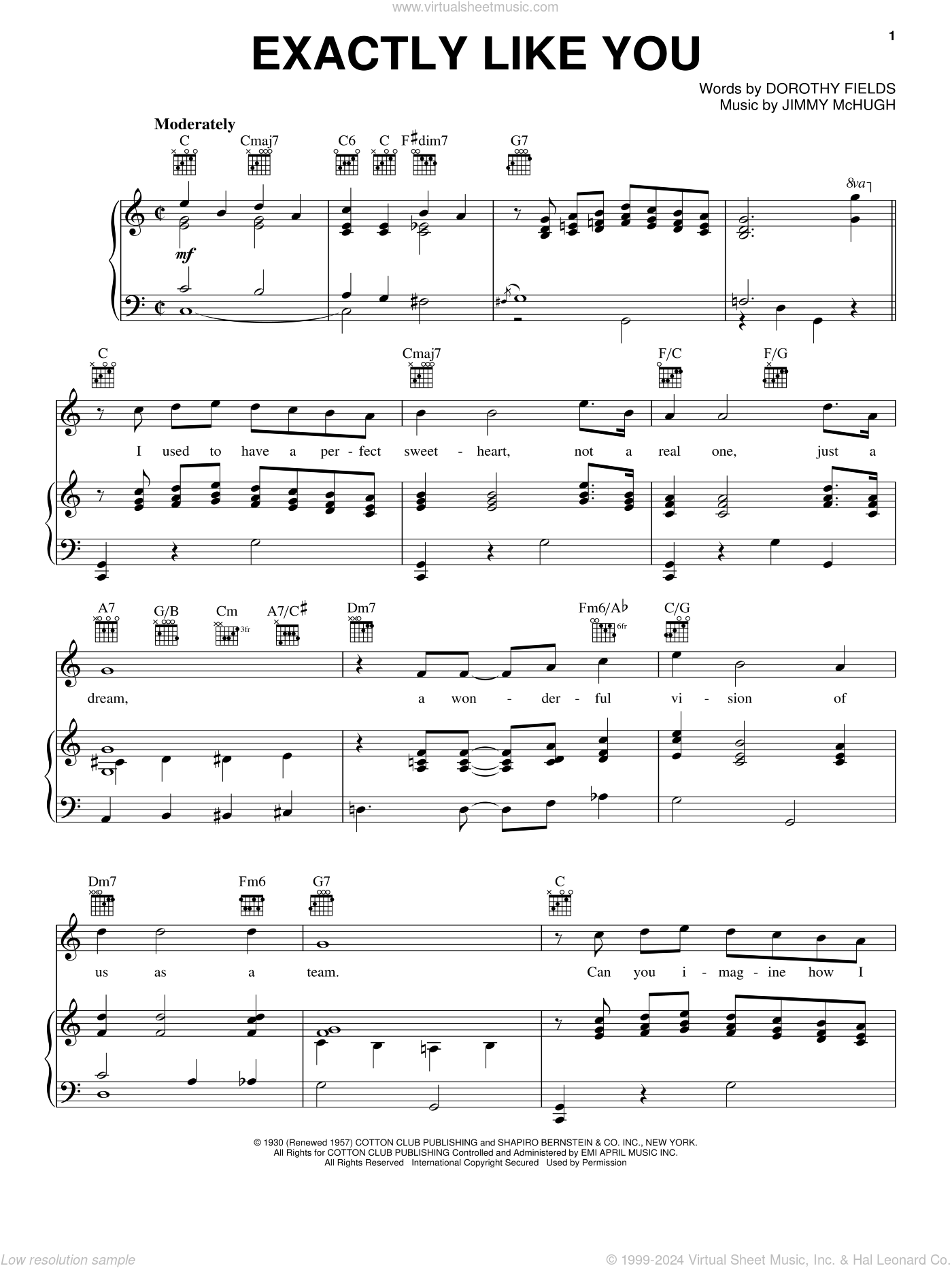 Exactly Like You sheet music for voice, piano or guitar (PDF)