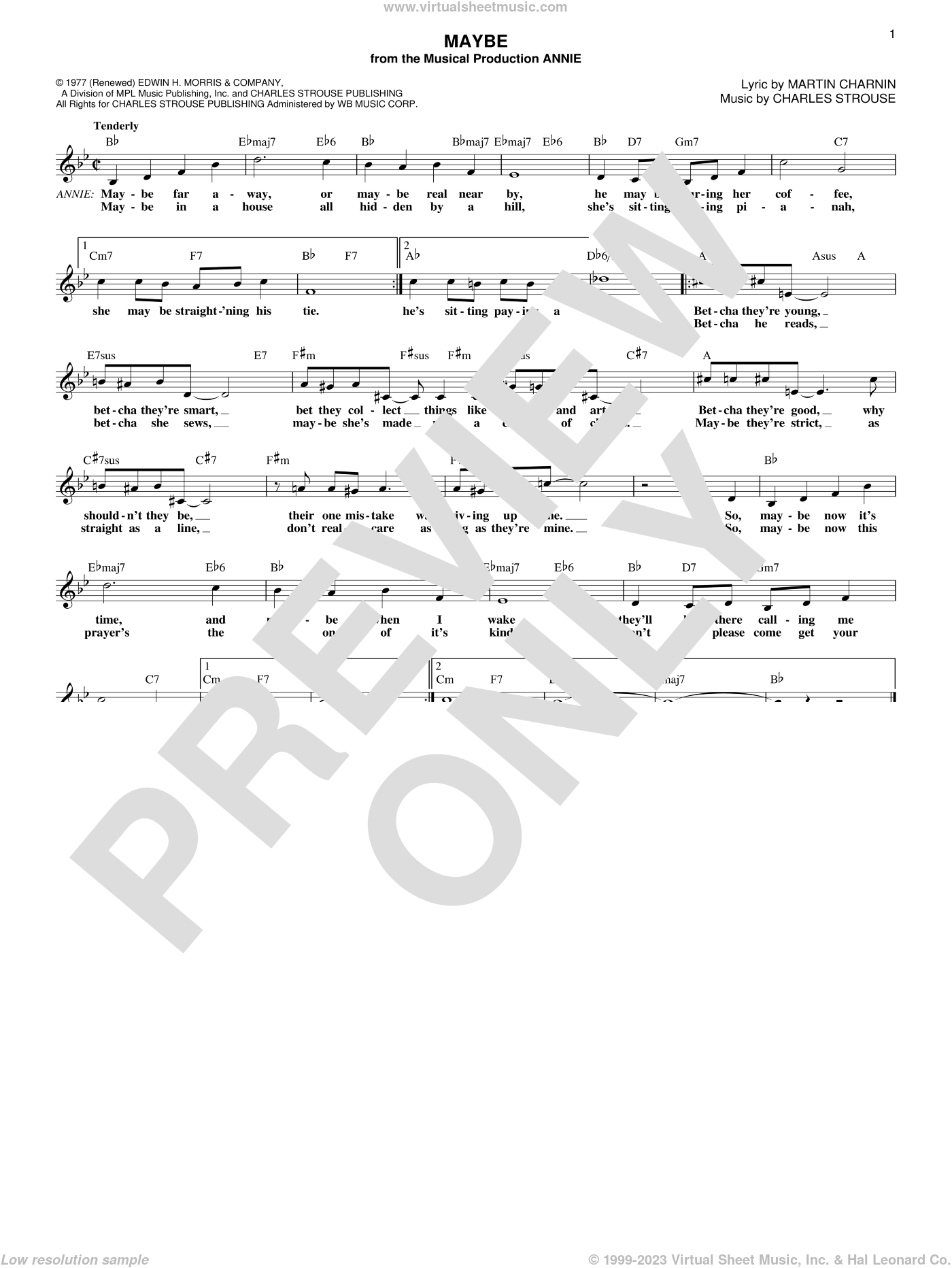 Maybe (from Annie) sheet music (fake book) (PDF-interactive)