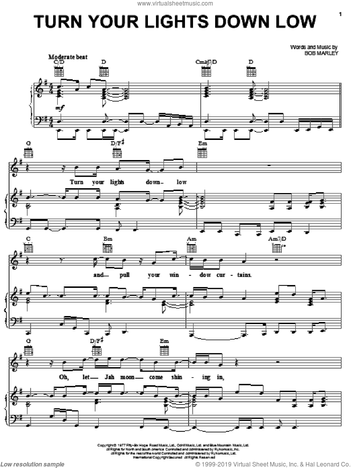 biologi Tanzania Unravel Turn Your Lights Down Low sheet music for voice, piano or guitar