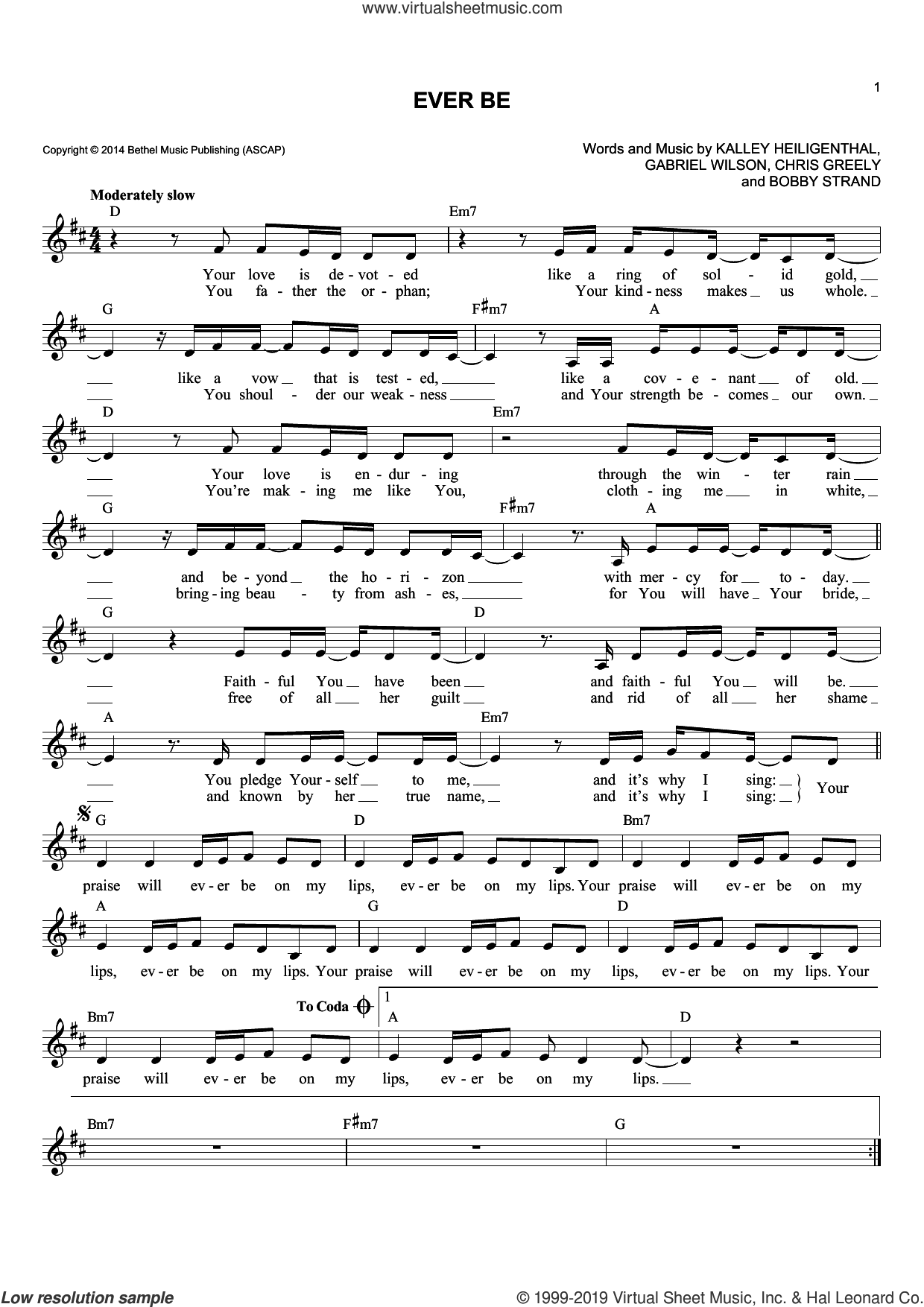 Bethel Music: Ever Be sheet music (fake book) (PDF-interactive)