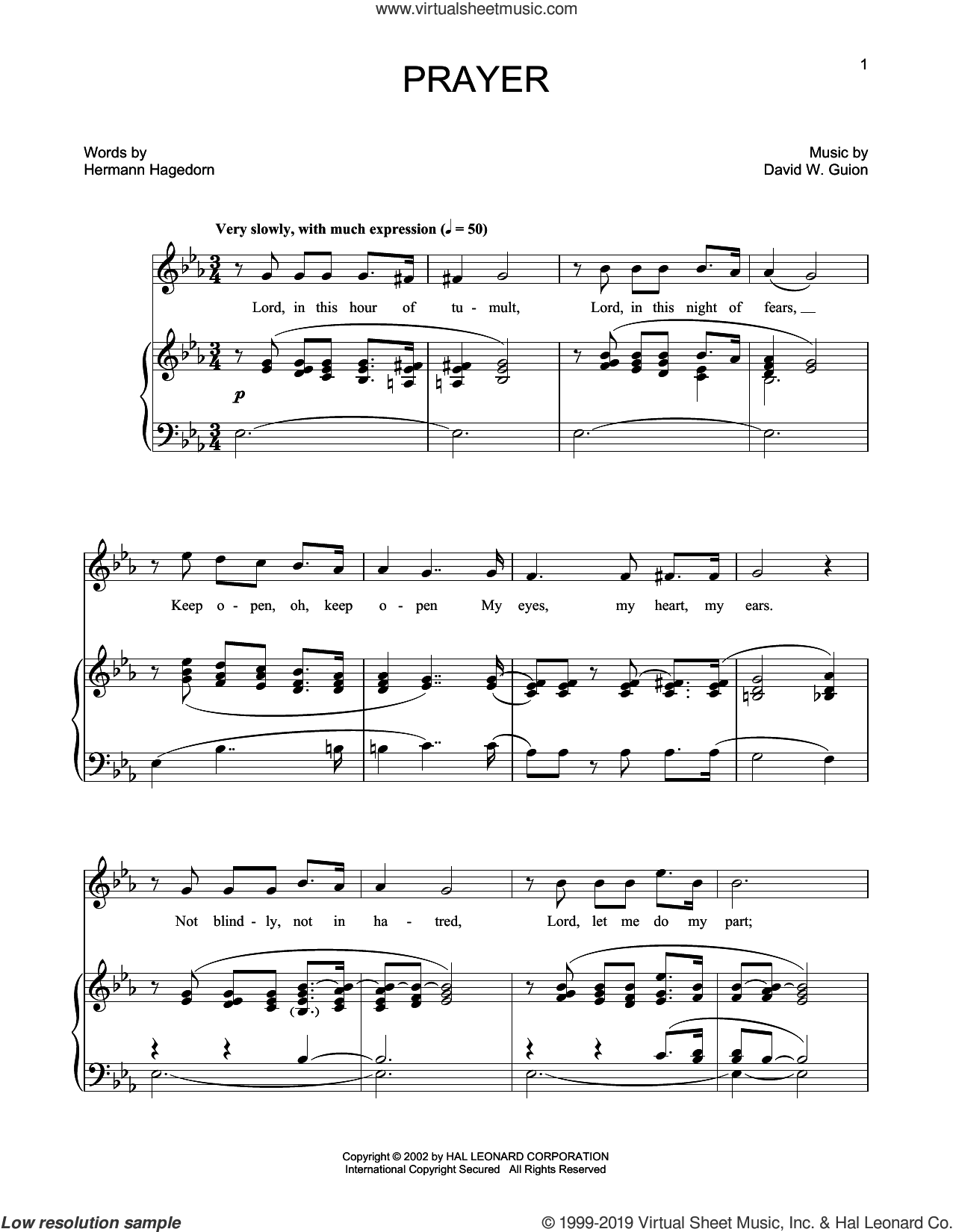 Prayer (arr. Joan Frey Boytim) sheet music for voice and piano (High Voice)