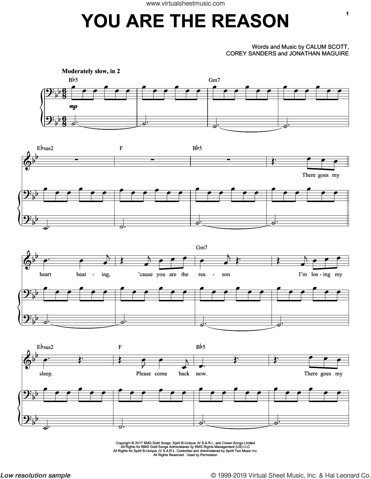 Scott - You Are The Reason sheet music for voice and piano (PDF)