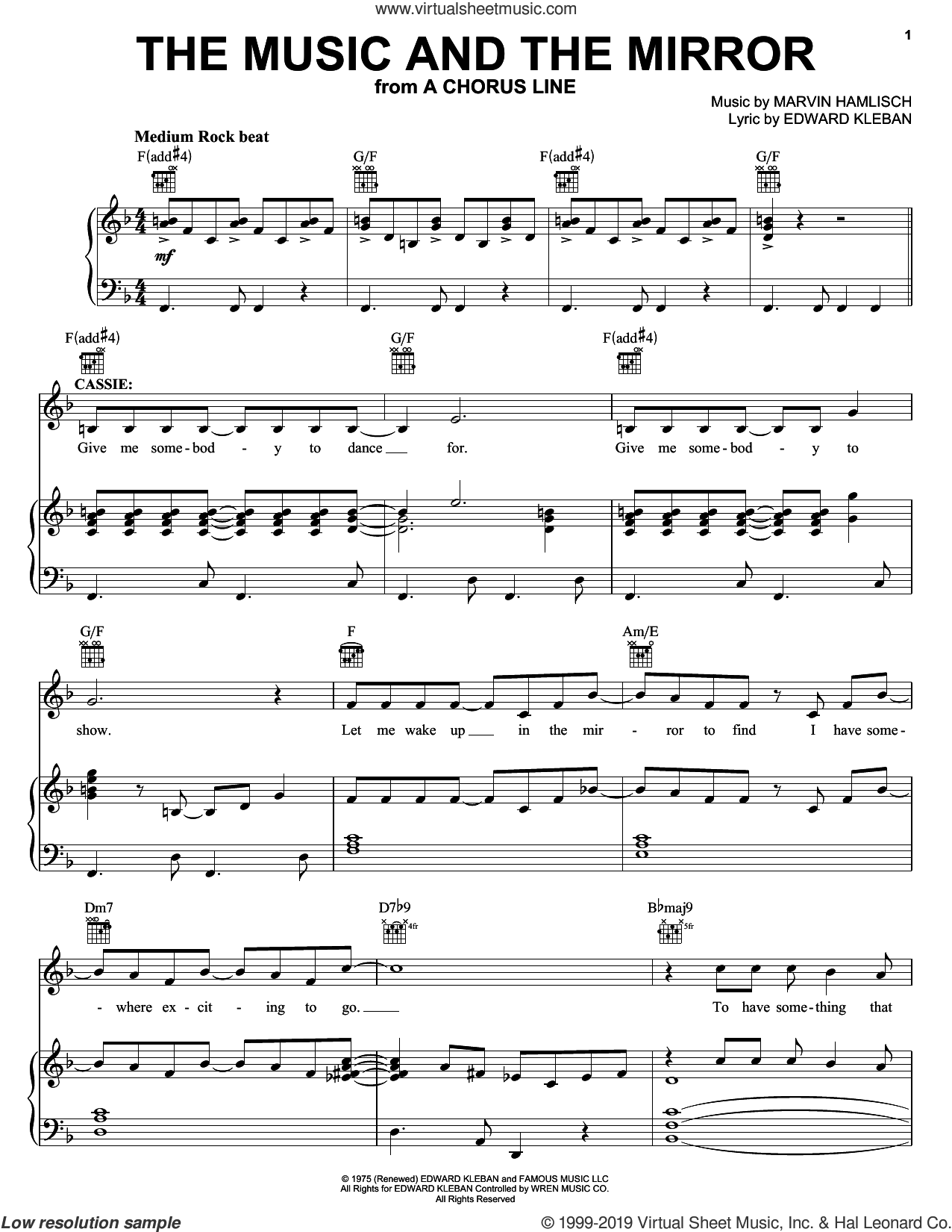 The Music And The Mirror (from A Chorus Line) sheet music for voice