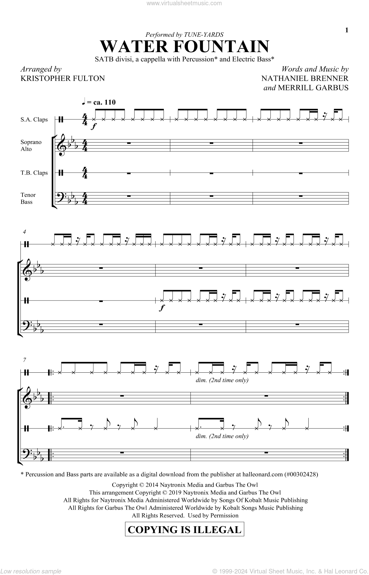 Water Fountain (arr. Kristopher Fulton) sheet music for choir (SATB ...