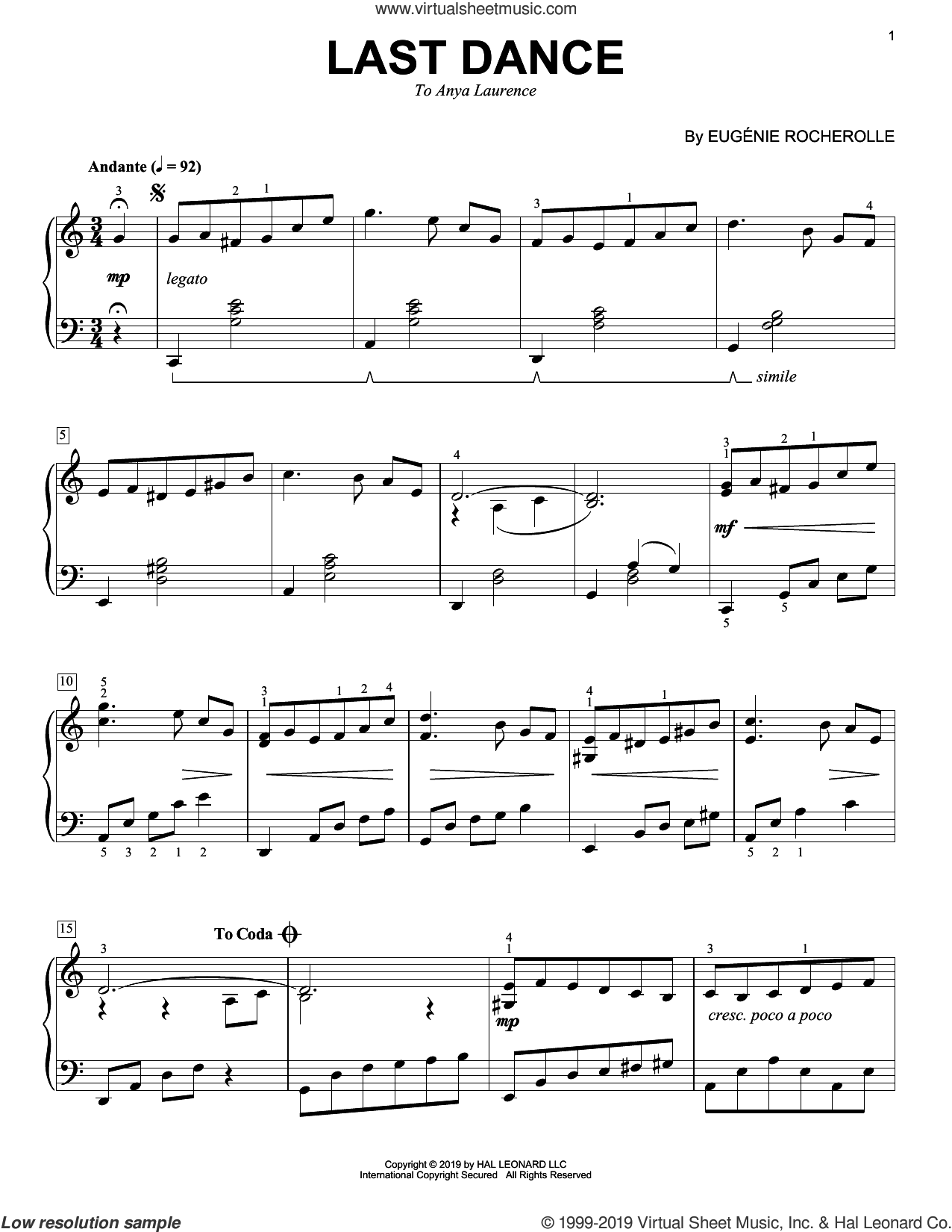Last Dance sheet music for piano solo (PDF-interactive)