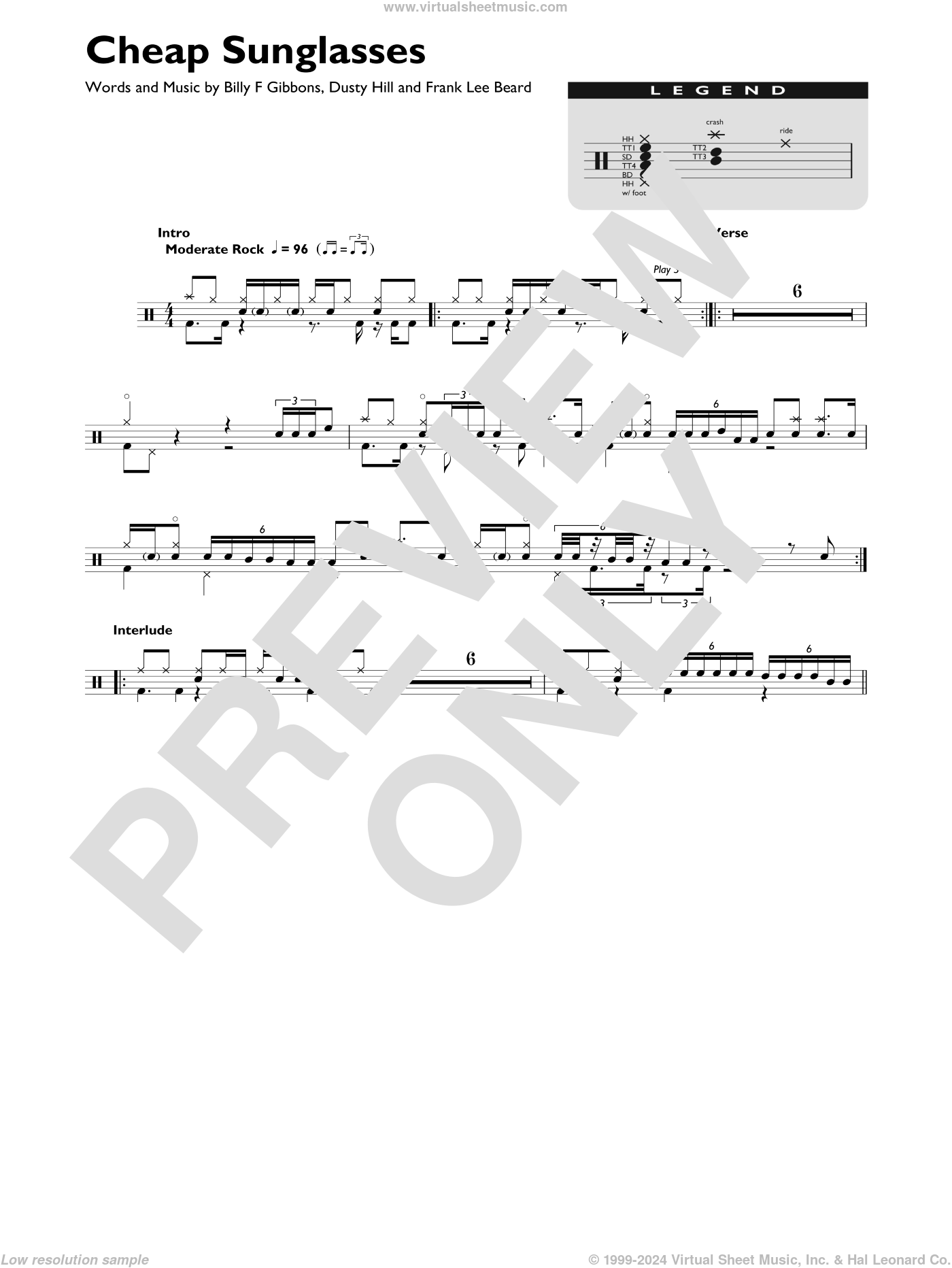 Cheap Sunglasses sheet music for drums (percussions) (PDF)