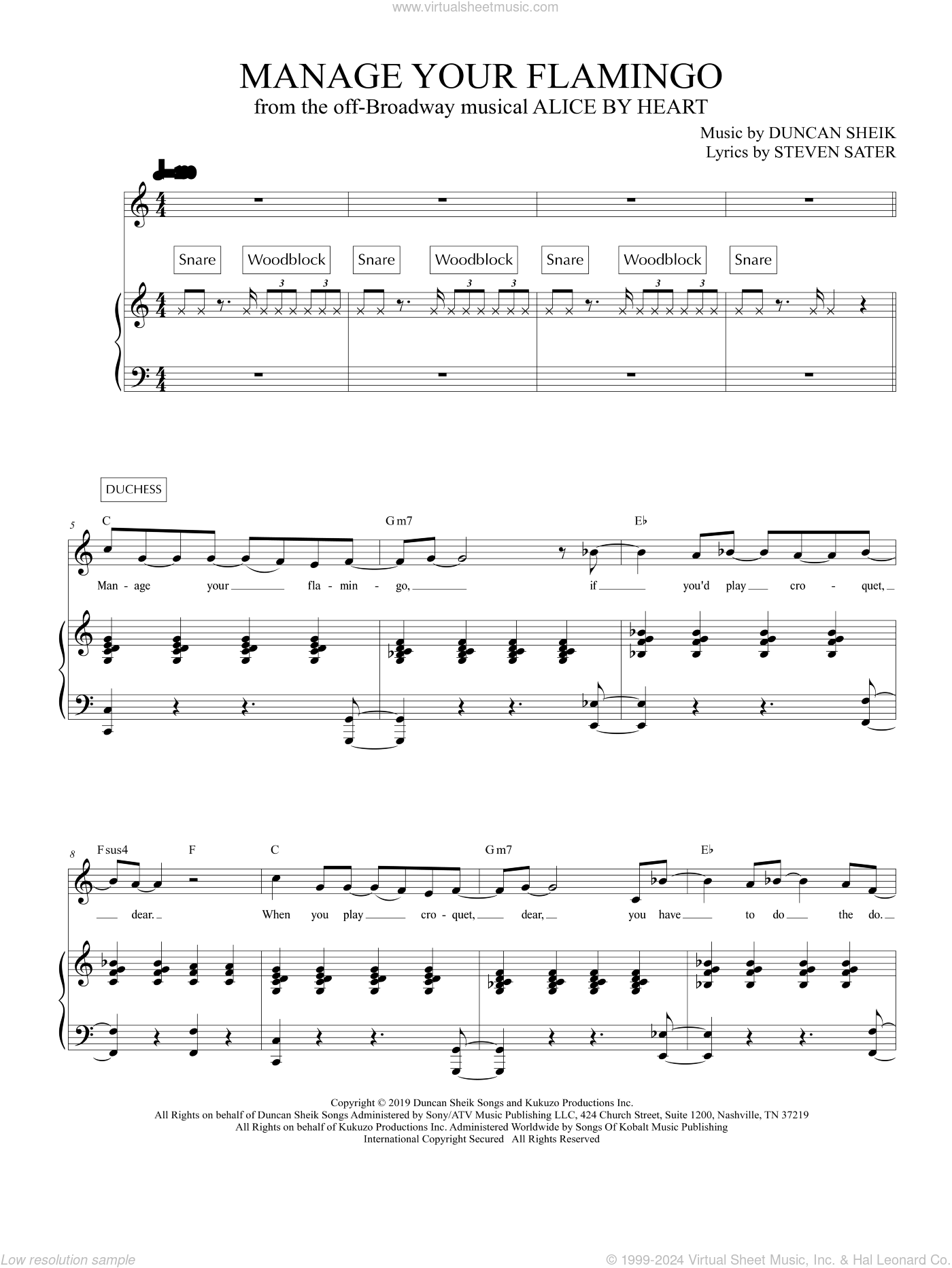 Manage Your Flamingo (from Alice By Heart) sheet music for voice and piano