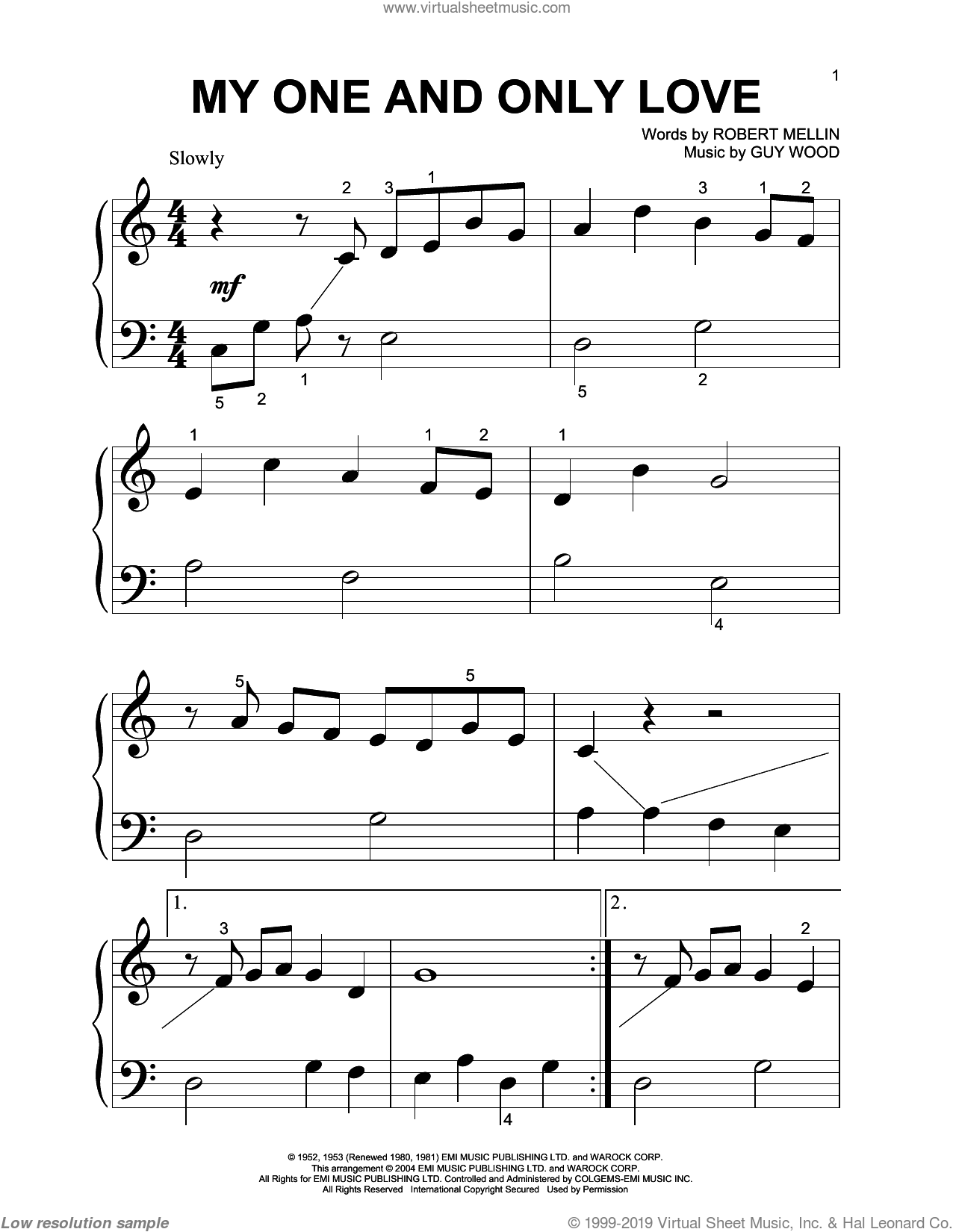 My One And Only Love sheet music for piano solo (PDF) v2