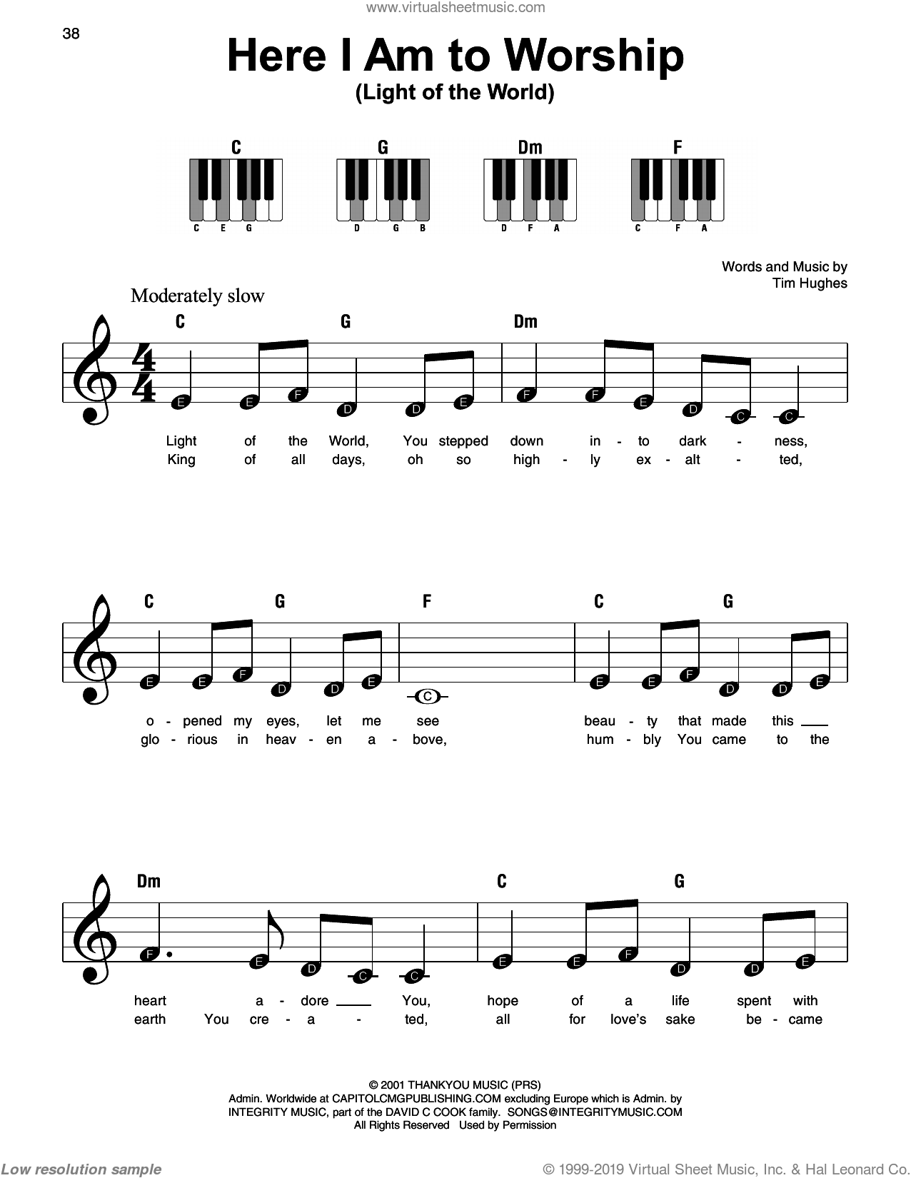 Here I Am To Worship Light Of The World Sheet Music beginner For 