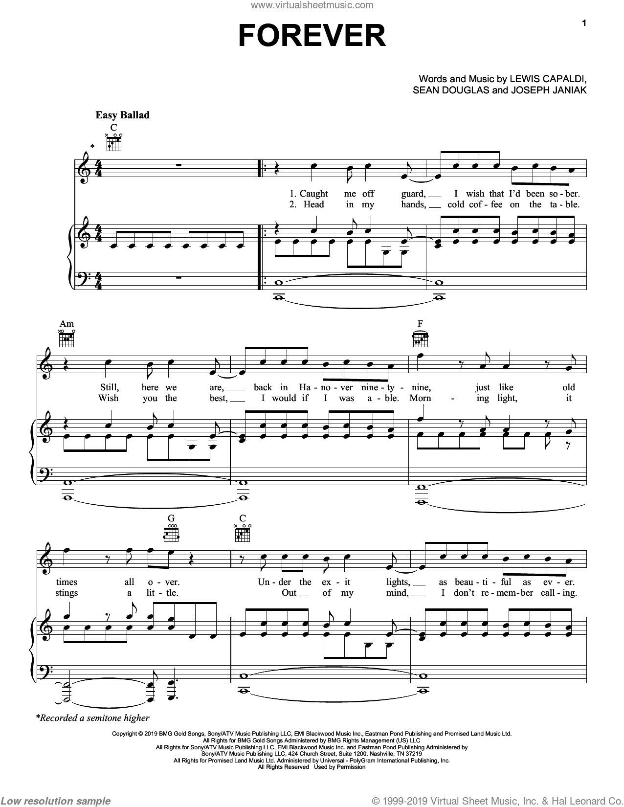 global reforma Cantina Lewis Capaldi: Forever sheet music for voice, piano or guitar
