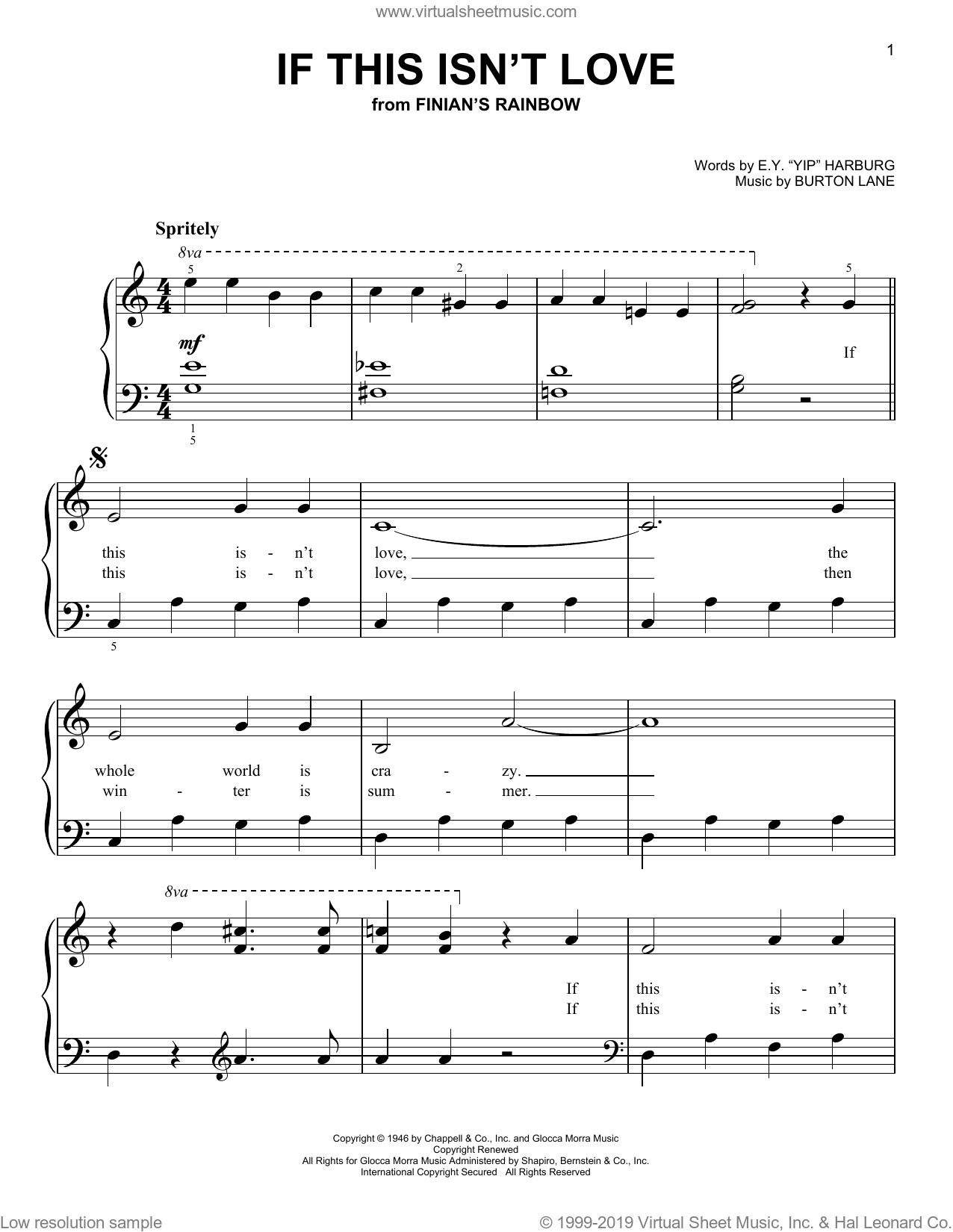 If This Isn'T Love (From Finian'S Rainbow) Sheet Music For Piano Solo