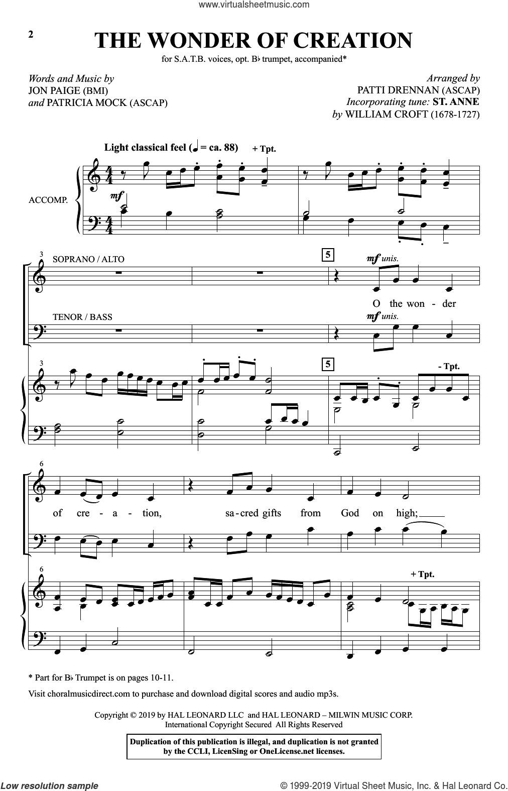 The Wonder Of Creation (arr. Patti Drennan) sheet music for choir (SATB ...