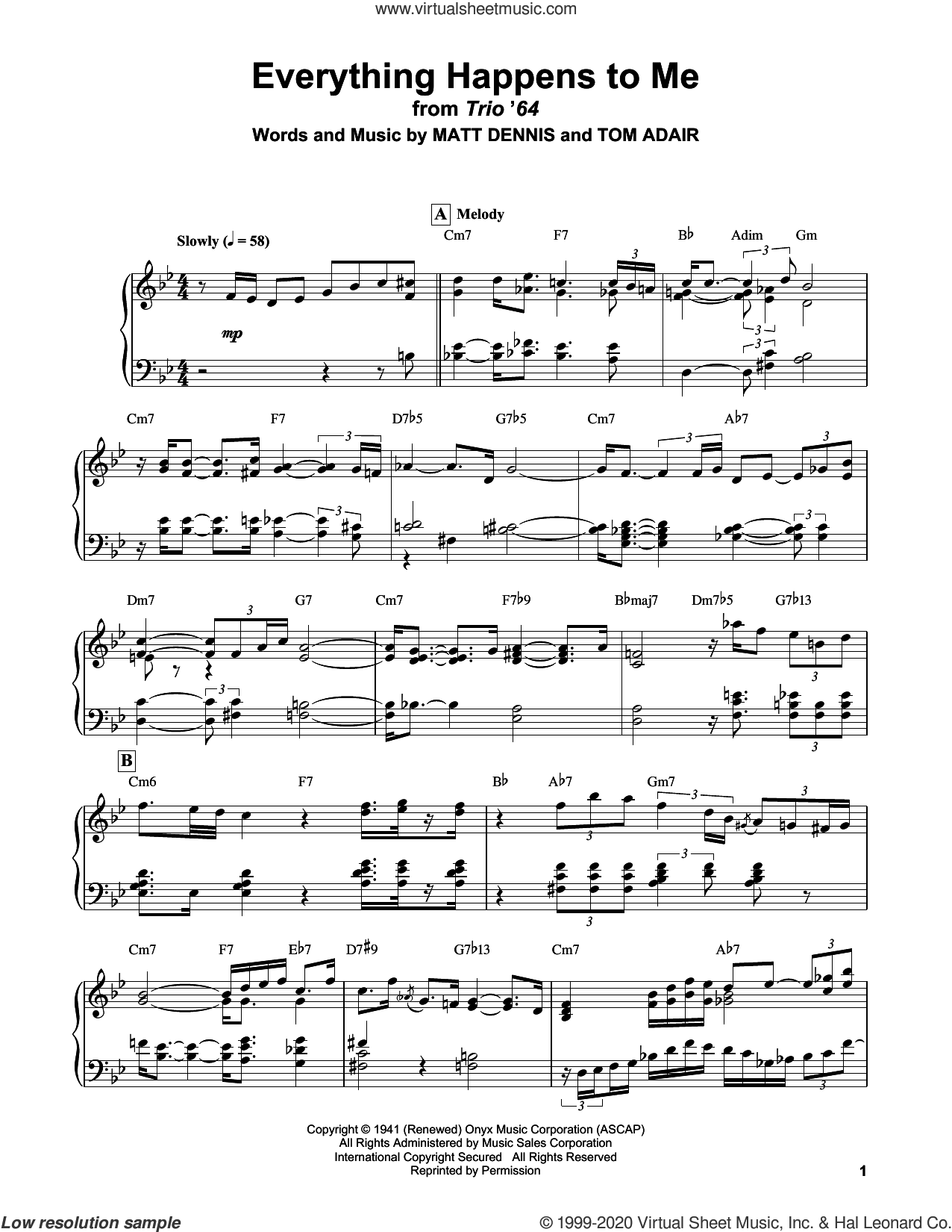 Bill Evans Everything Happens To Me Sheet Music For Piano Solo