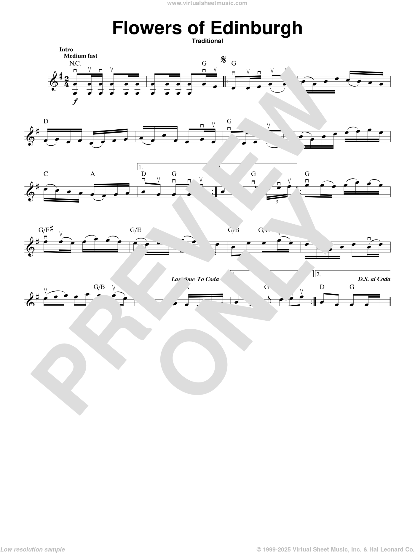 Flowers Of Edinburgh sheet music for violin solo (PDF)