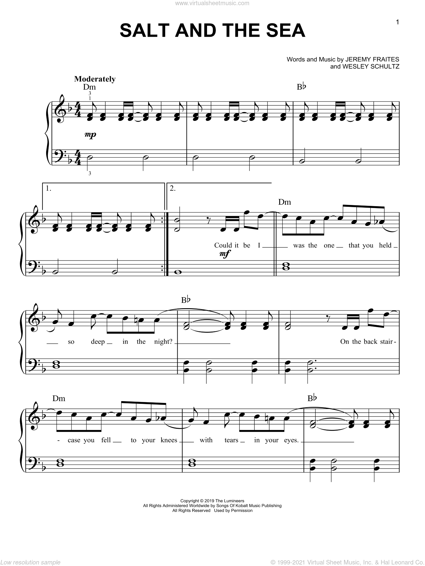 Salt And The Sea sheet music for piano solo (PDF interactive)