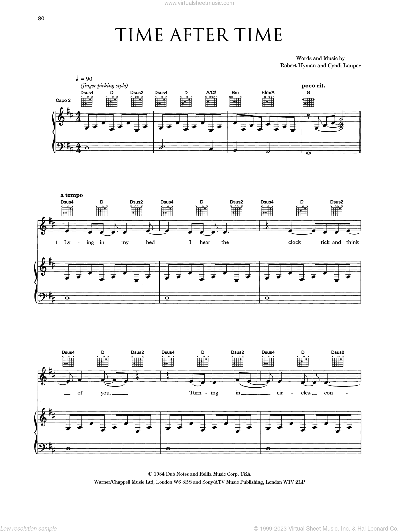 Cassidy Time After Time Sheet Music For Voice Piano Or Guitar