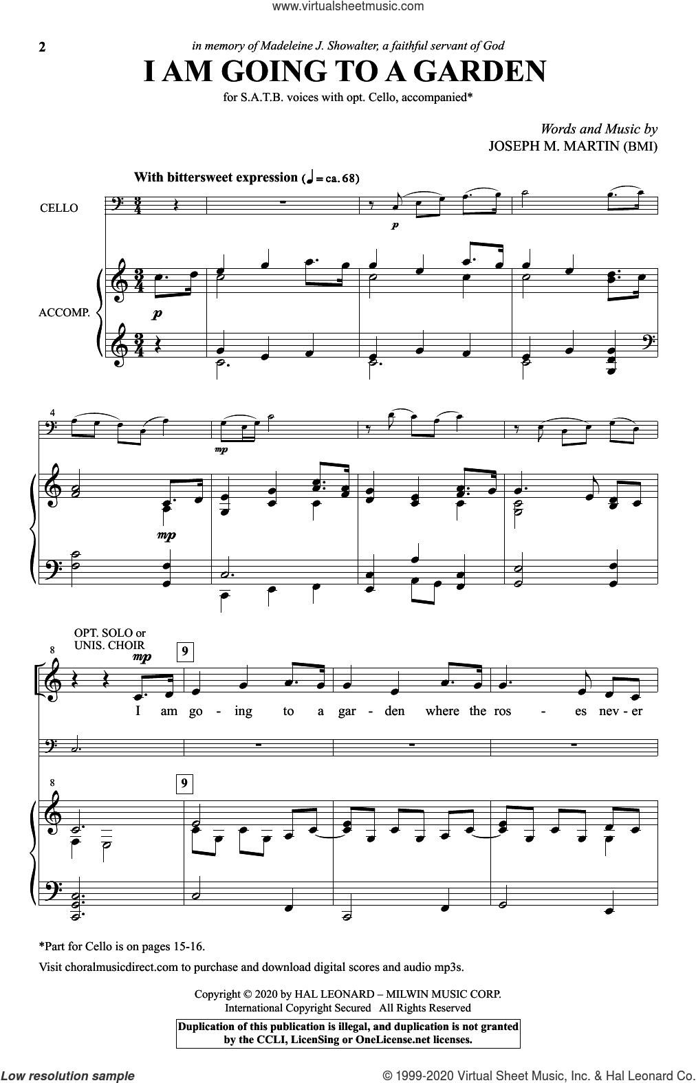 I Am Going To A Garden Sheet Music For Choir Satb Soprano Alto Tenor Bass 7540