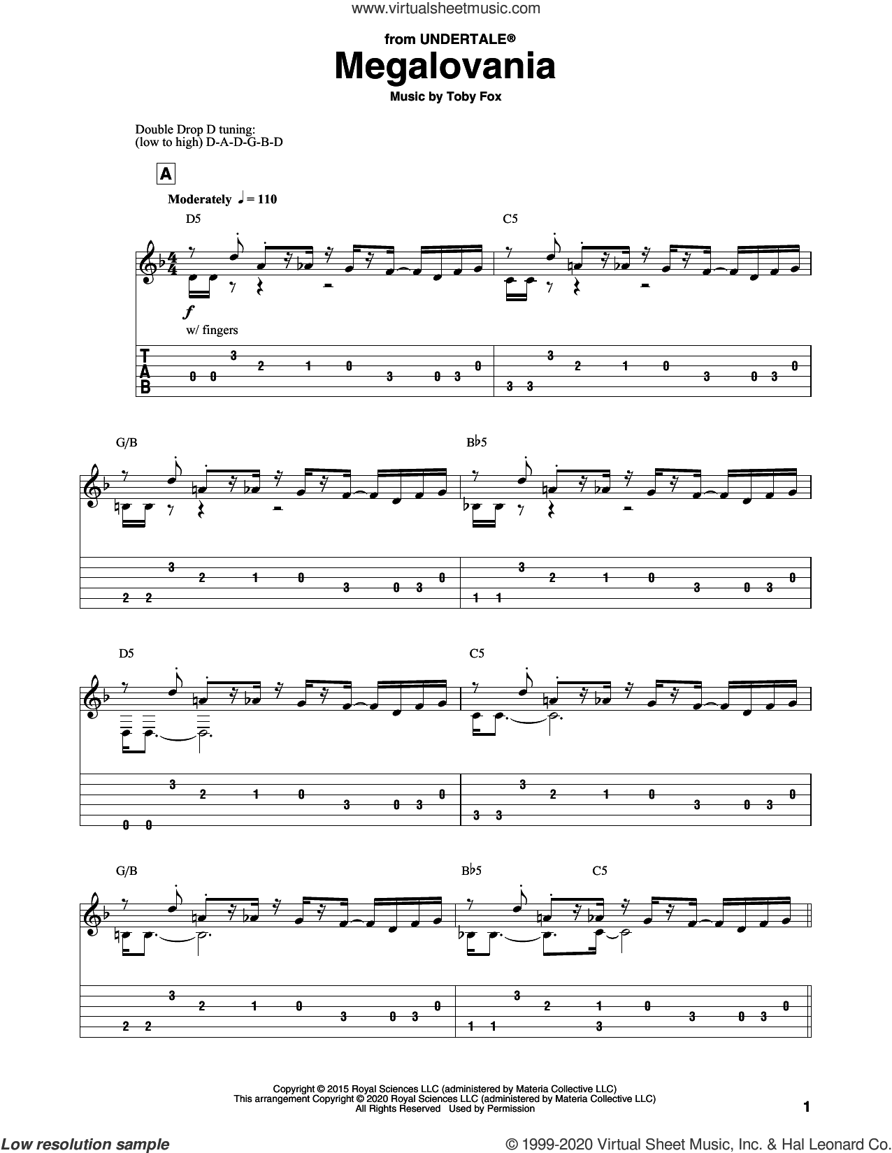 Fox Megalovania From Undertale Sheet Music For Guitar Solo