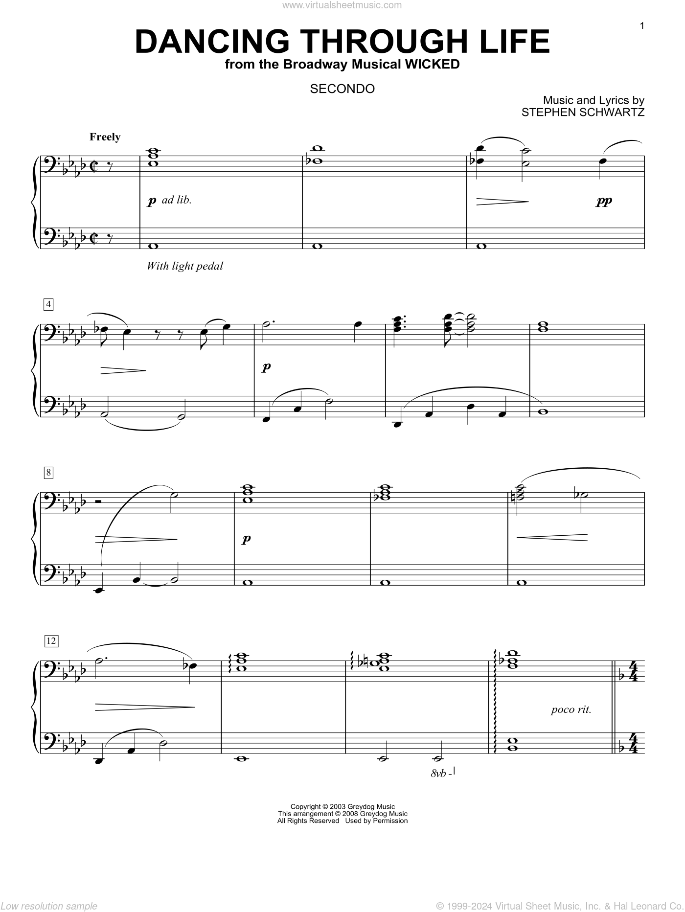 Dancing Through Life (from Wicked) (arr. Carol Klose) sheet music for ...