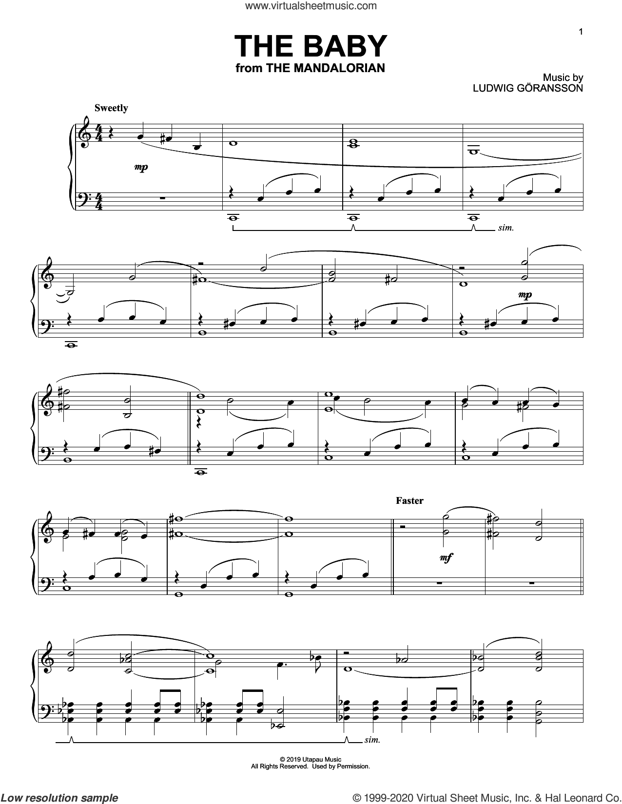 Göransson - The Baby (from Star Wars: The Mandalorian) sheet music for