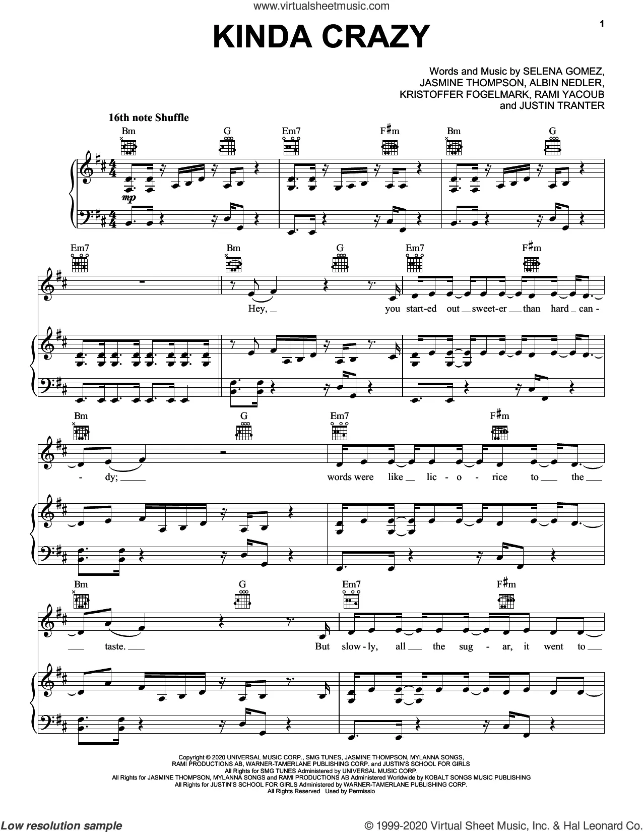 Crazy Sheet Music by Aerosmith for Piano/Keyboard and Voice
