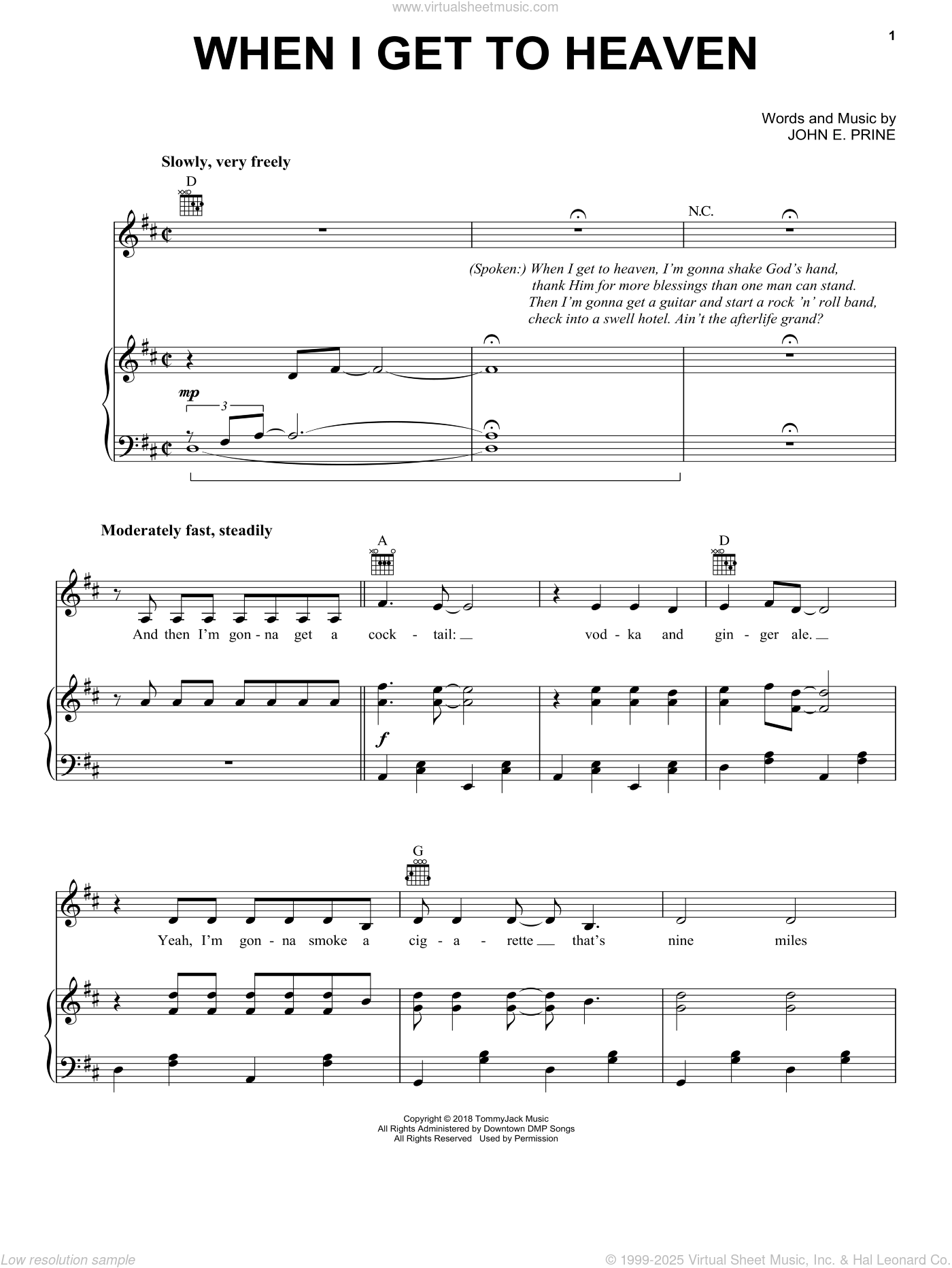 Afterlife sheet music for voice, piano or guitar (PDF)