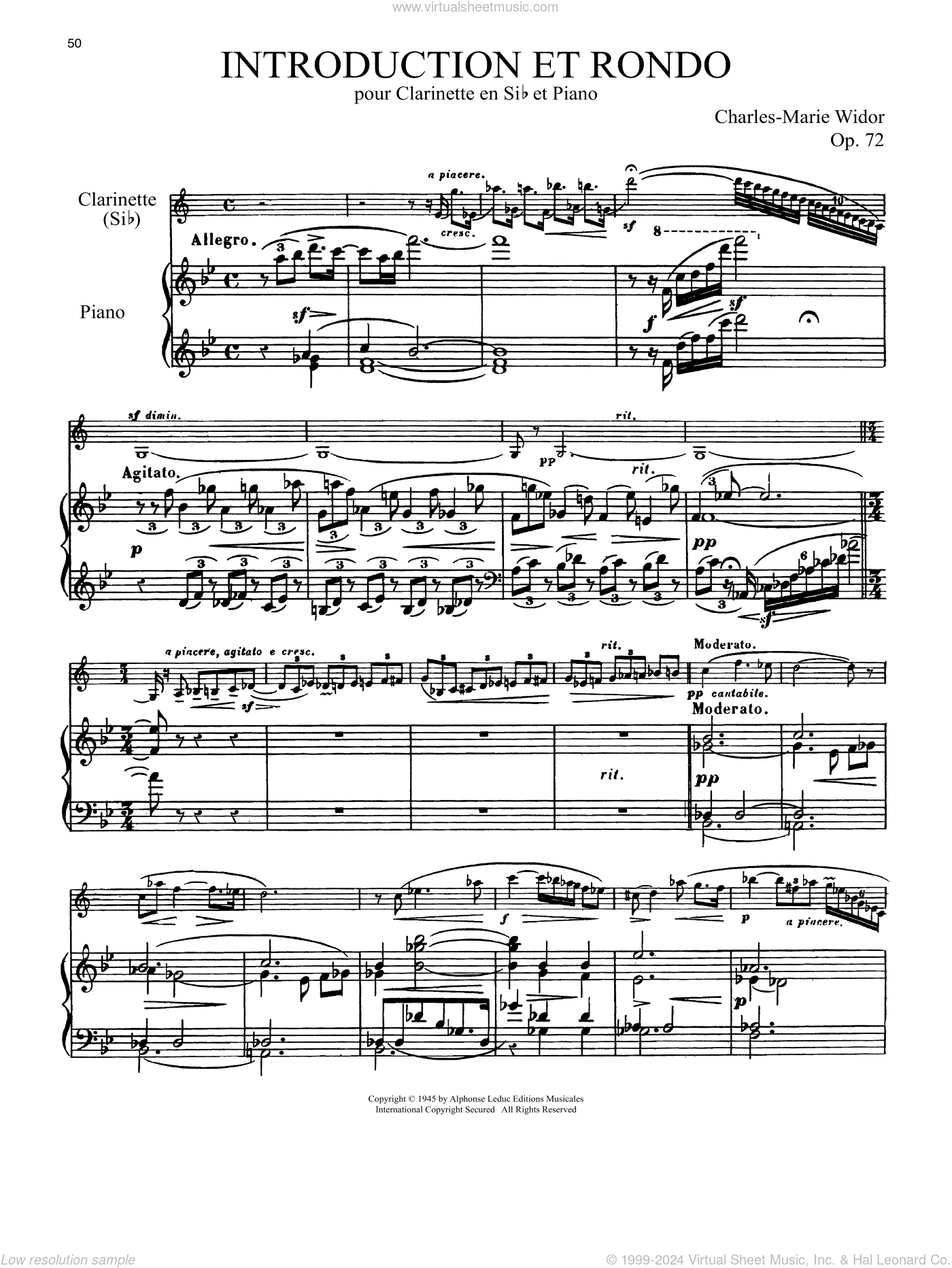 Introduction Et Rondo sheet music for clarinet and piano (PDF)