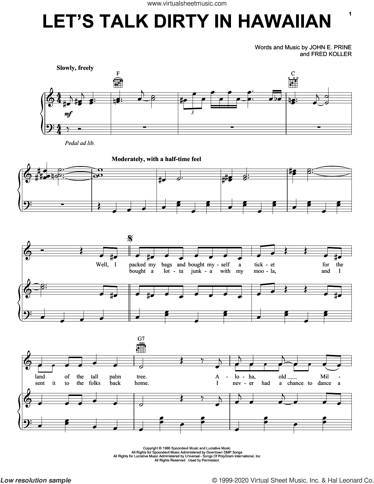 Let's Talk Dirty In Hawaiian sheet music for voice, piano or guitar