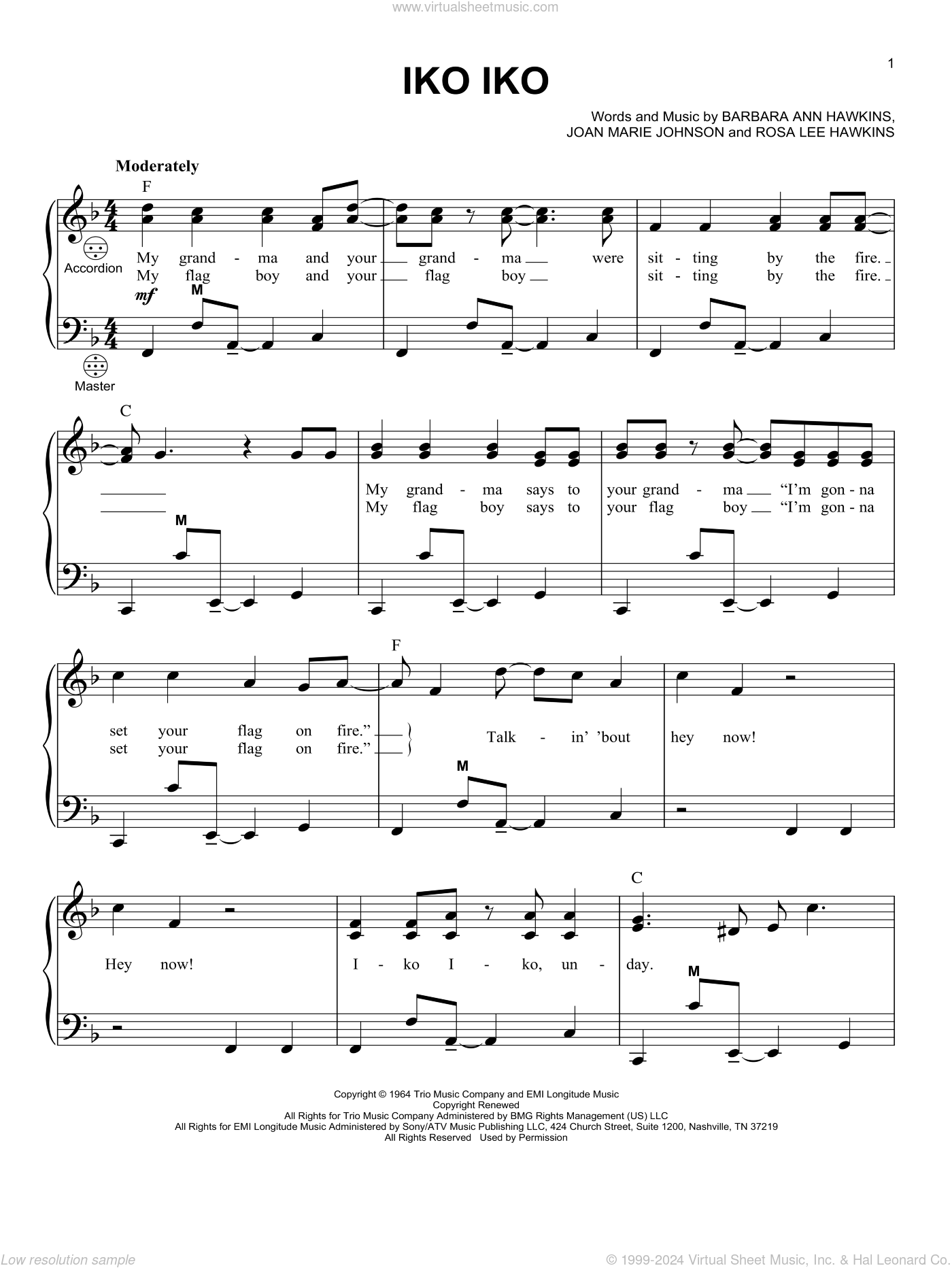 Iko Iko sheet music for accordion (PDFinteractive)