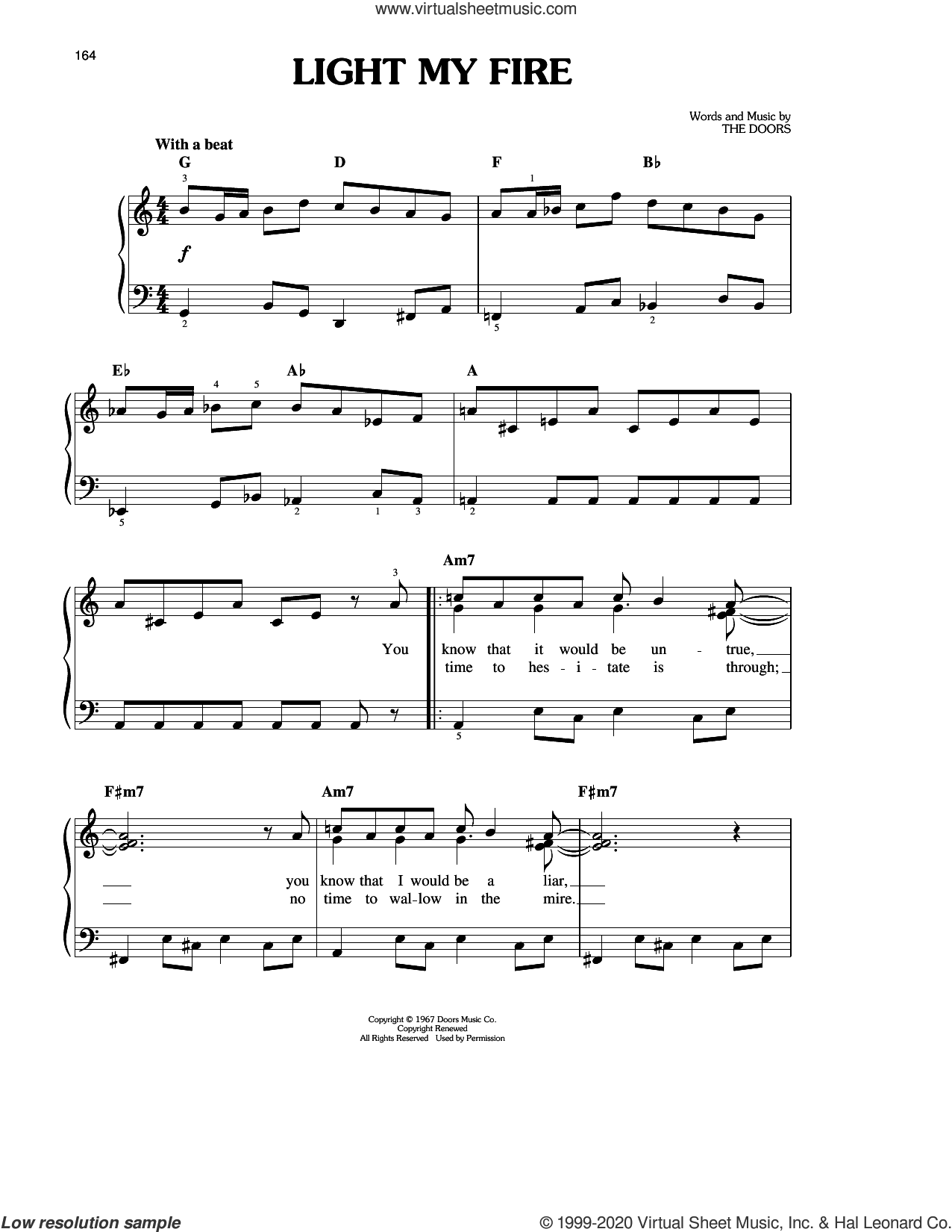 Light My Fire sheet music piano solo (PDF)
