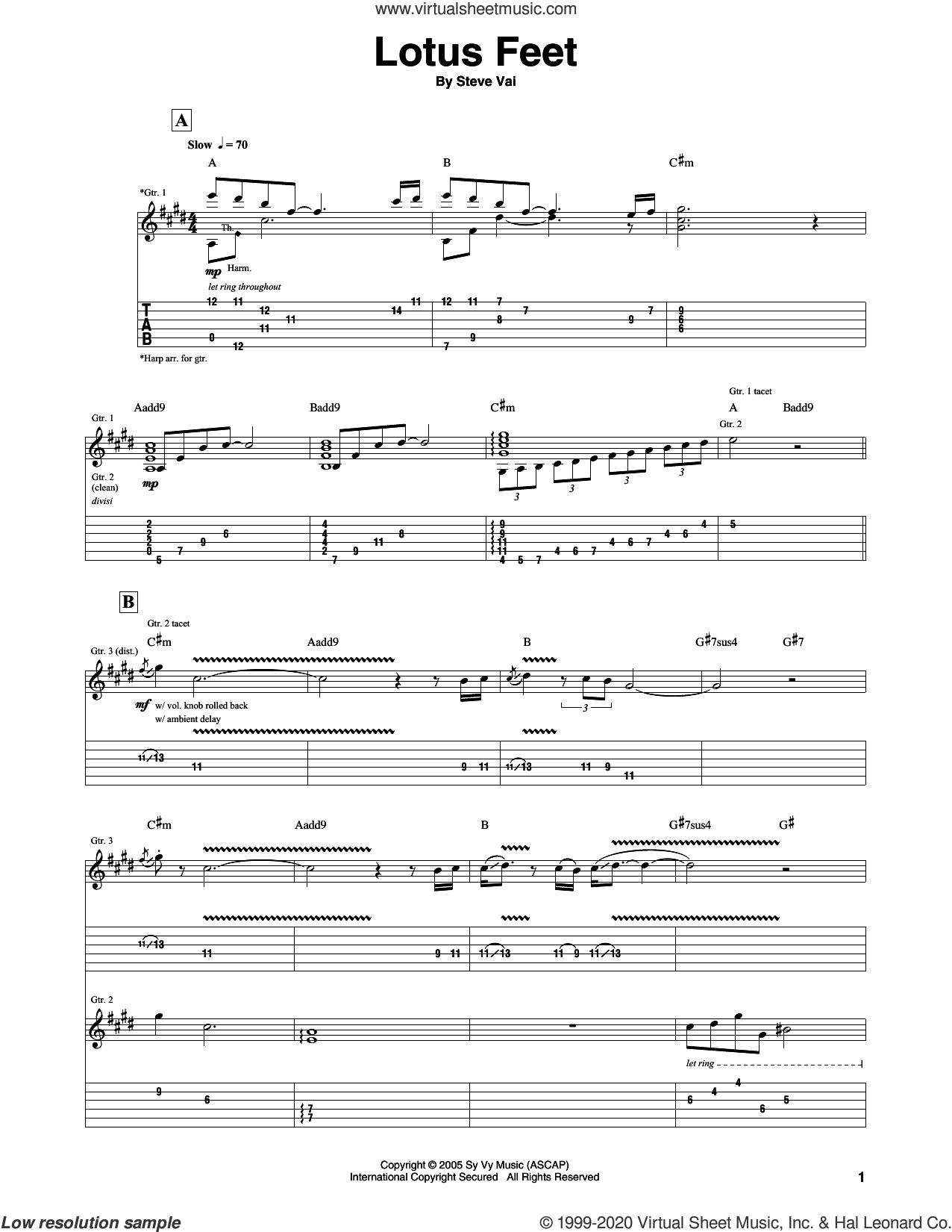 Lotus Feet sheet music for guitar (tablature) (PDF) v2