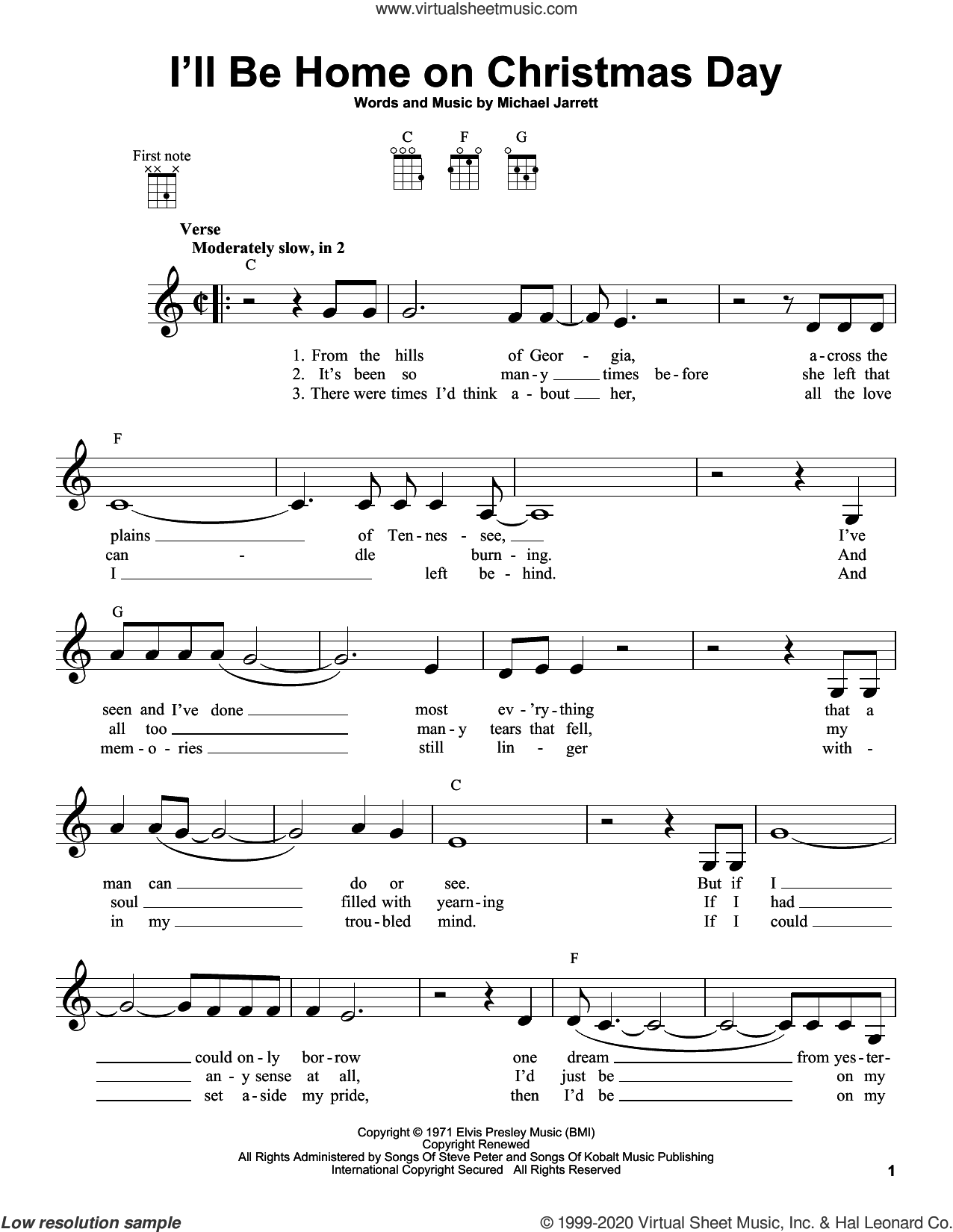 Presley - Be Home On Day sheet music ukulele