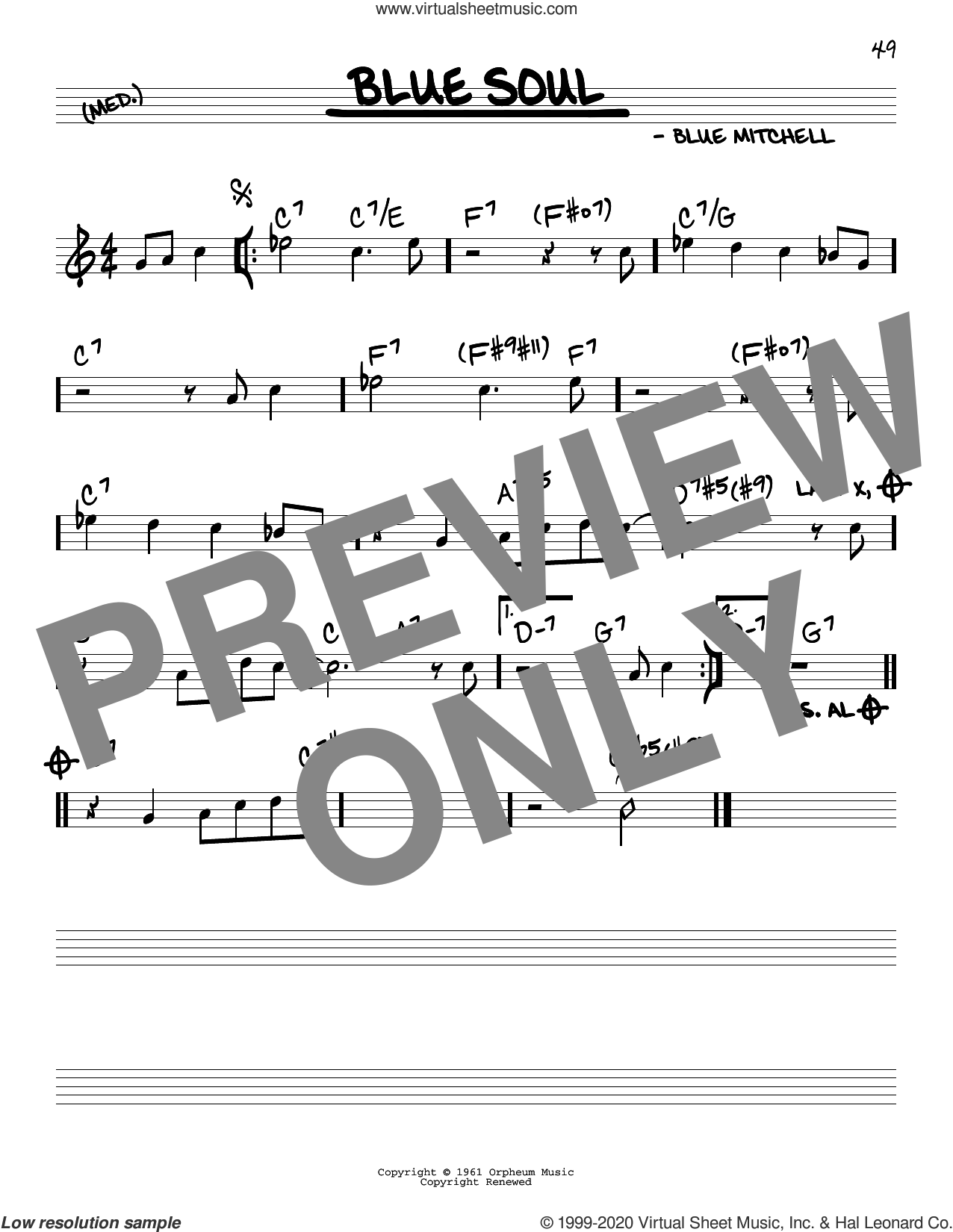 Blue Soul sheet music (real book melody and chords) (real book)