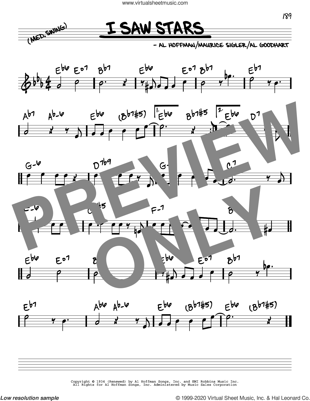 I Saw Stars sheet music (real book melody and chords) (real book)