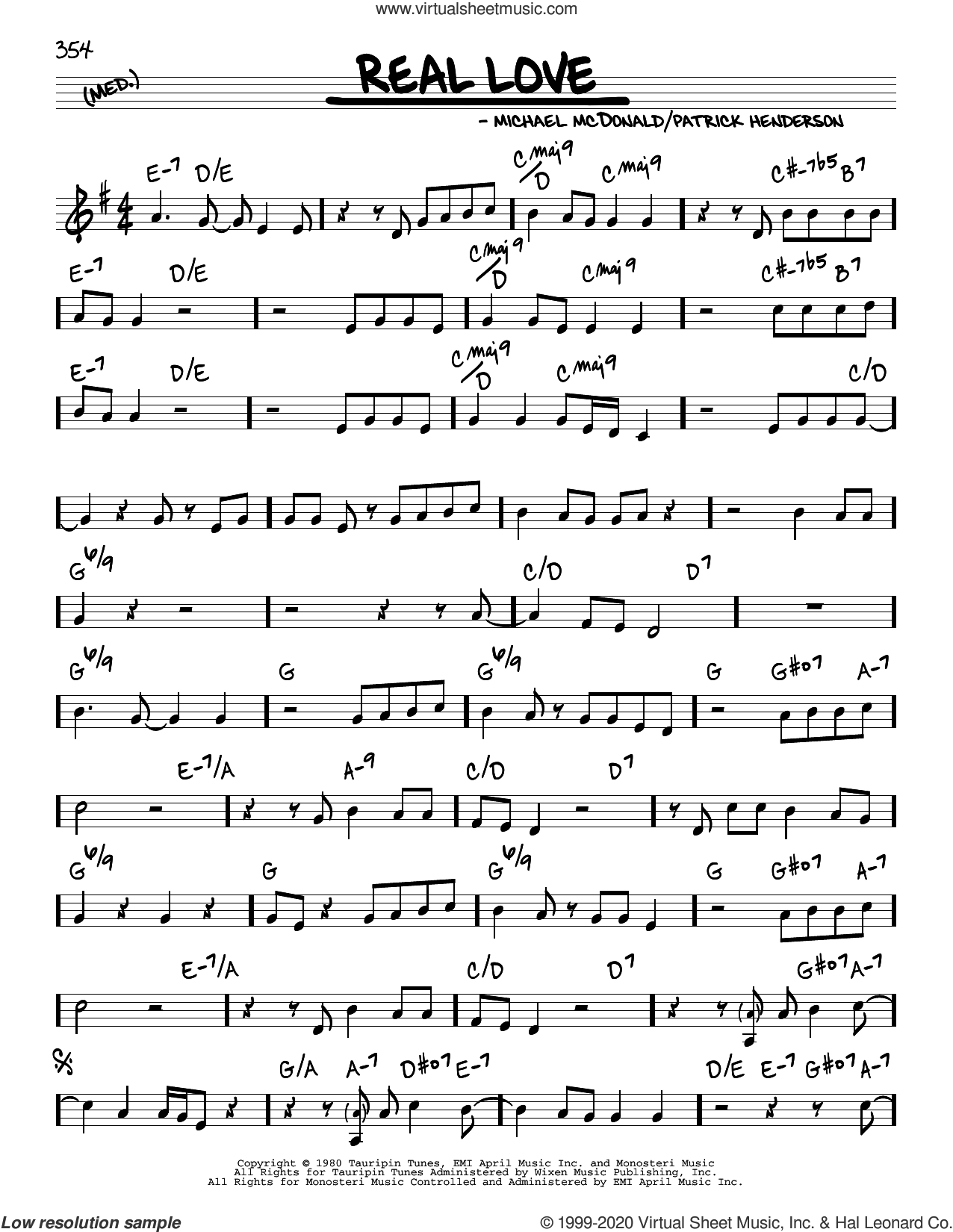 The Doobie Brothers Real Love sheet music (real book melody and