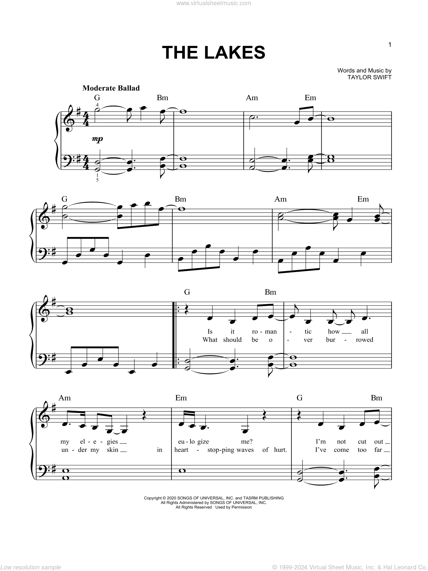 the lakes sheet music for piano solo (PDFinteractive)