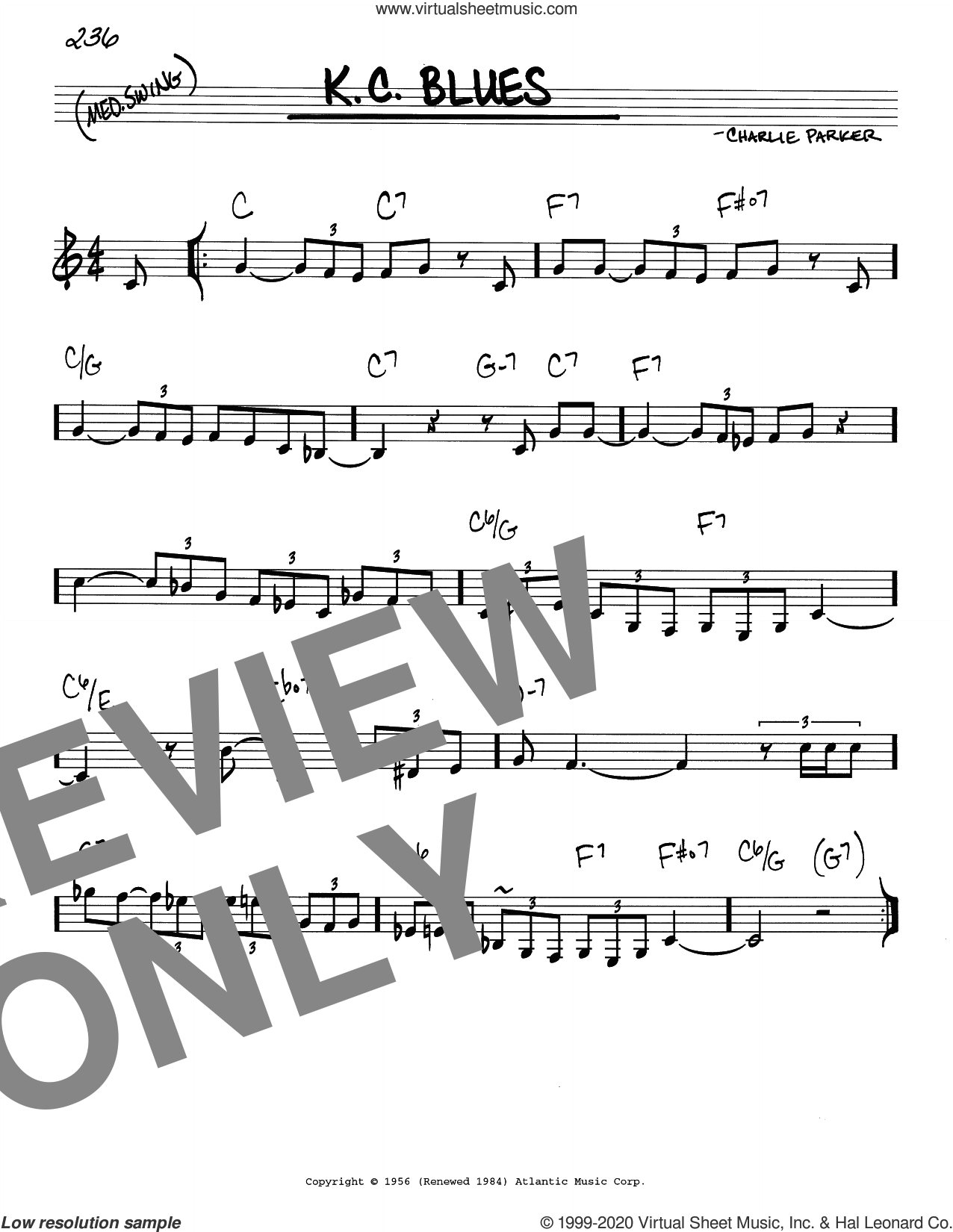 K.C. Blues sheet music (real book) (PDF)