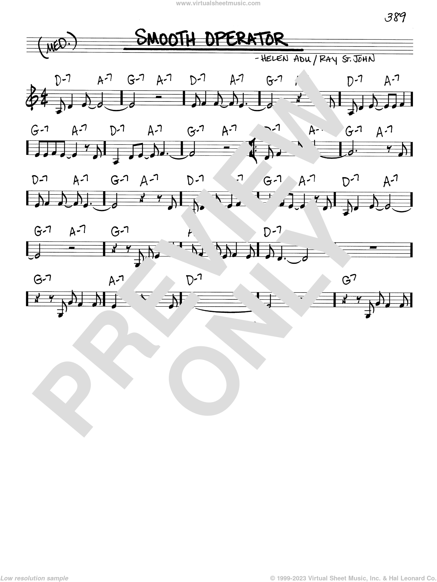 Smooth Operator sheet music (real book - melody and chords) (real book)