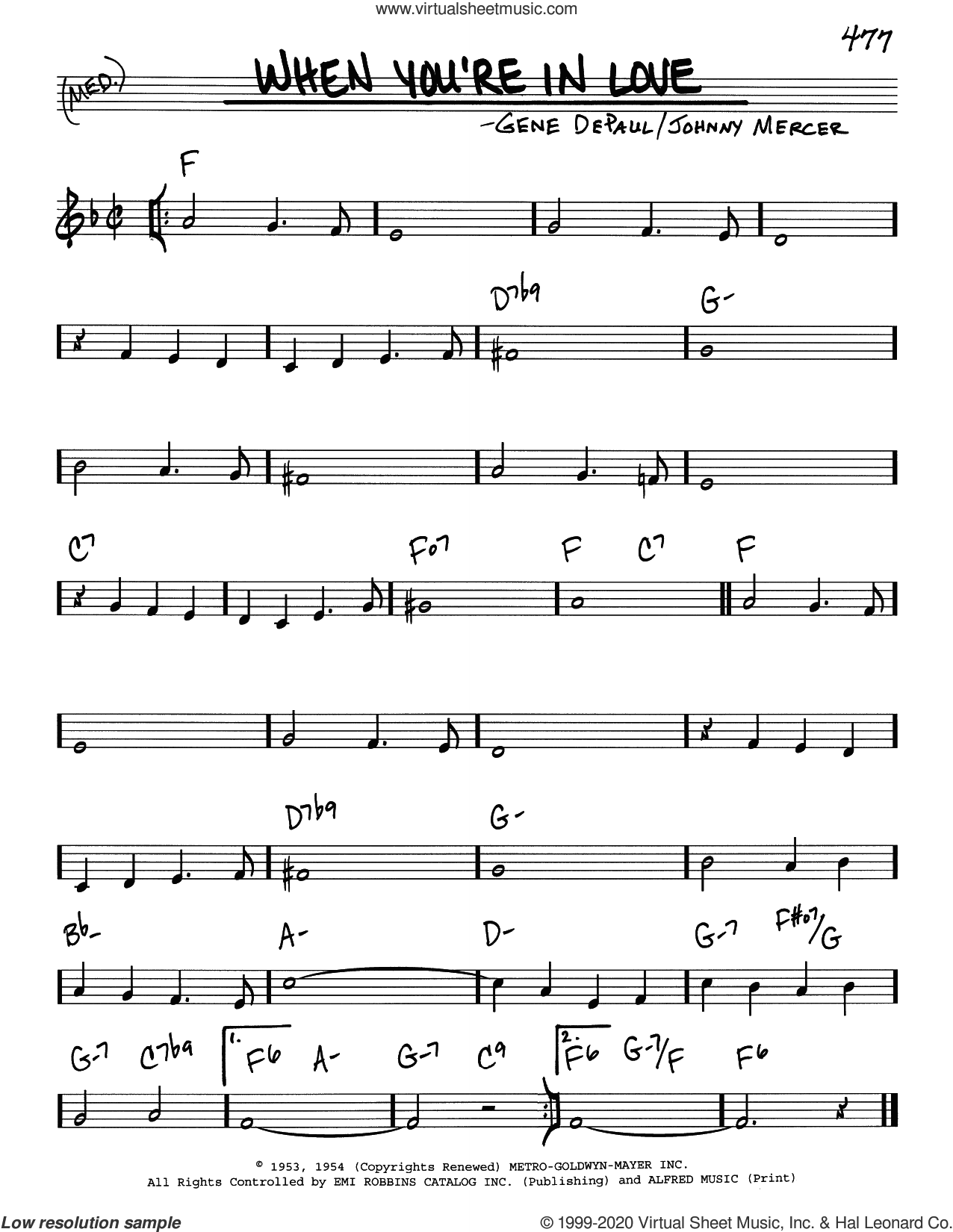 When You're In Love sheet music (real book - melody and chords) (real book)