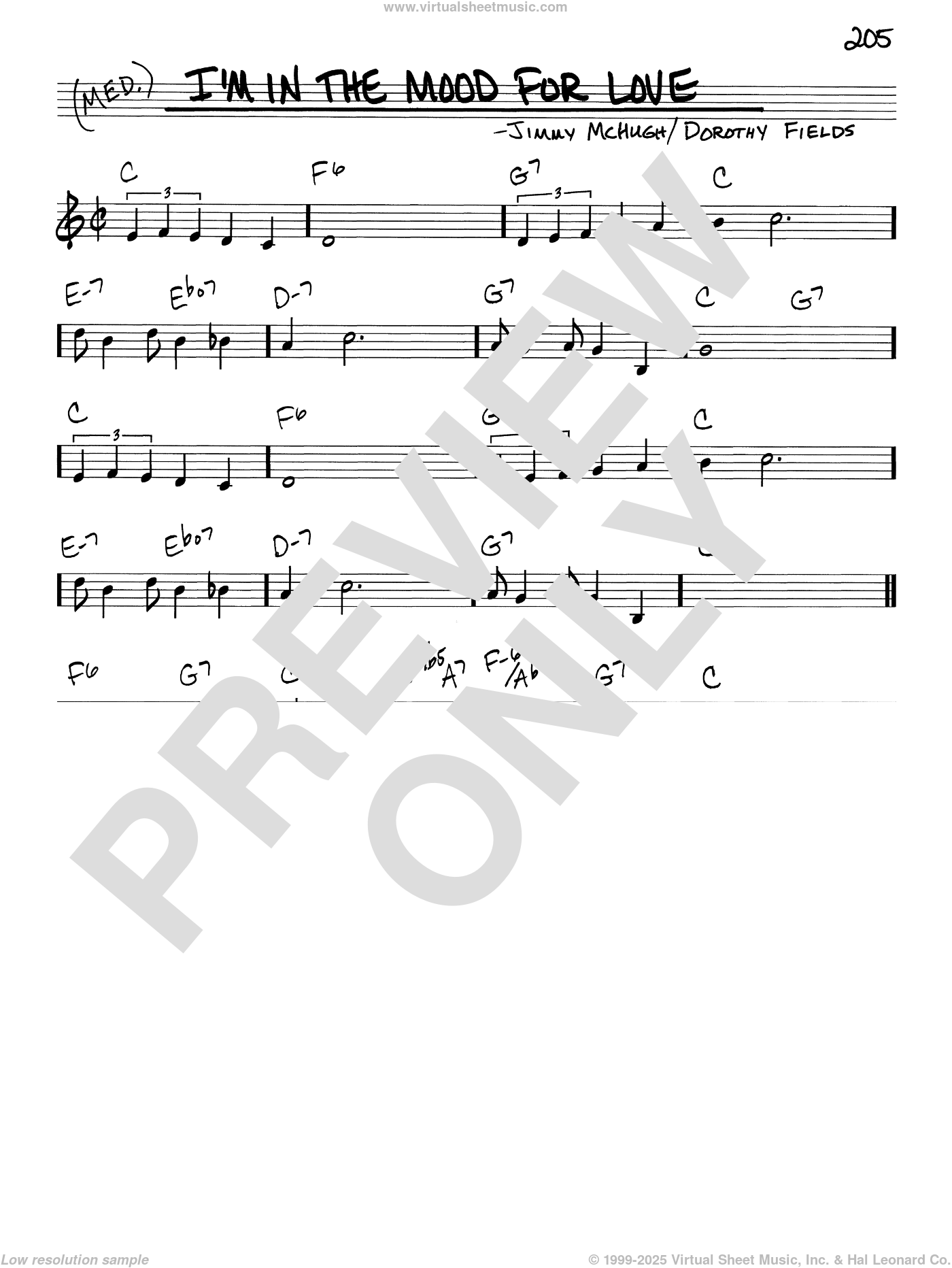 I'm In The Mood For Love sheet music (real book - melody and