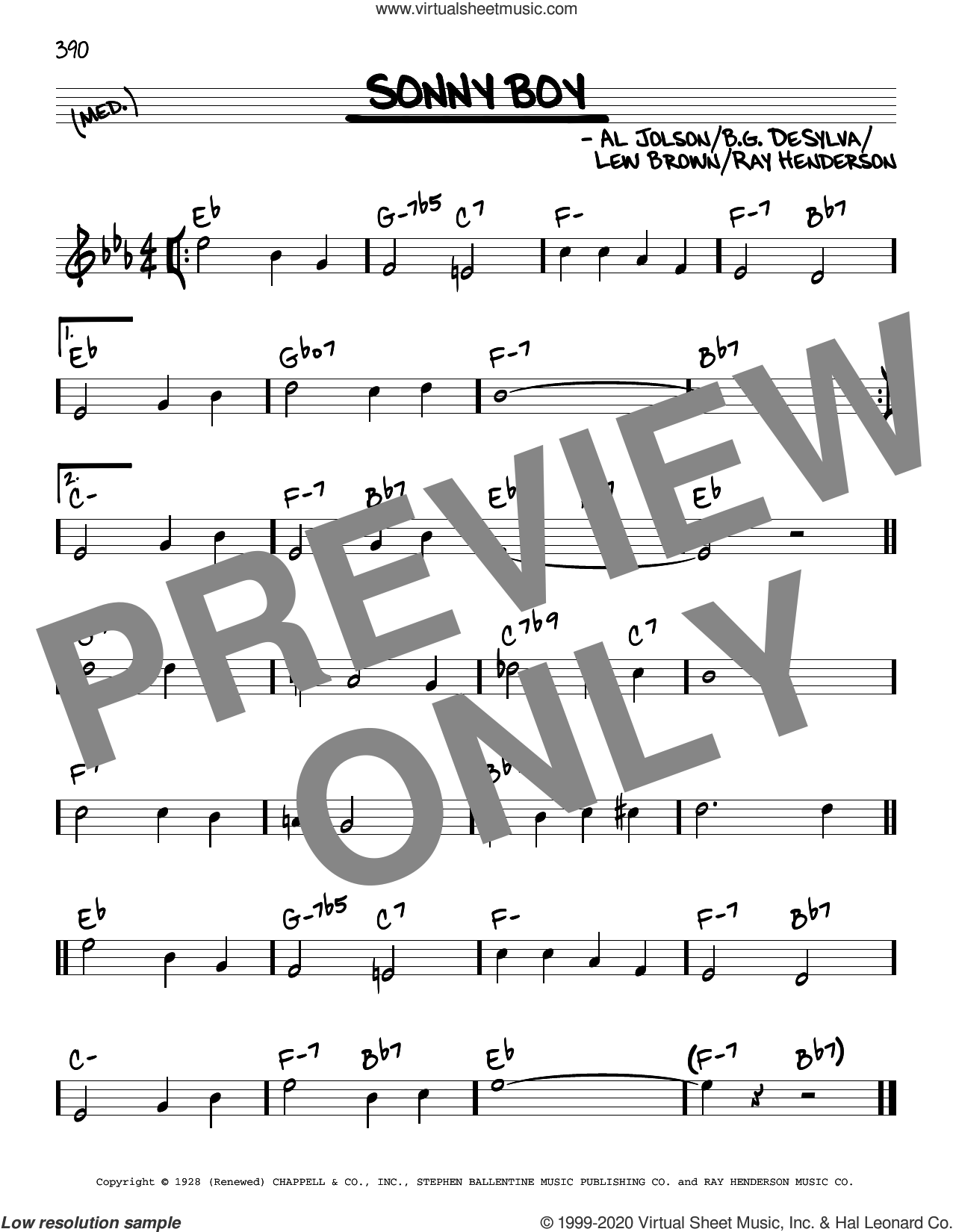 Sonny Boy sheet music (real book - melody and chords) (real book)