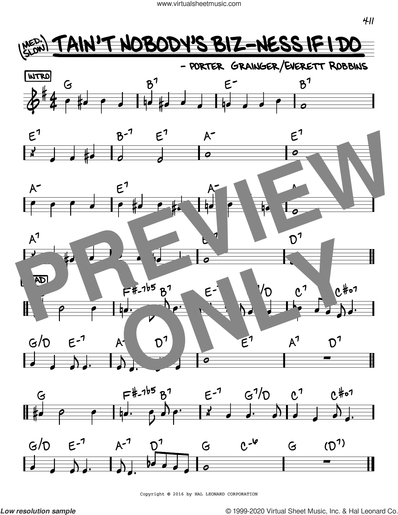 Tain't Nobody's Biz-ness If I Do sheet music (real book - melody and chords) (real book)