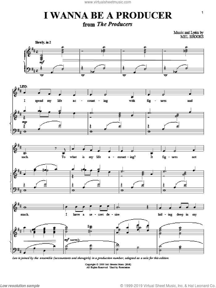 I Wanna Be A Producer sheet music for voice and piano (PDF)