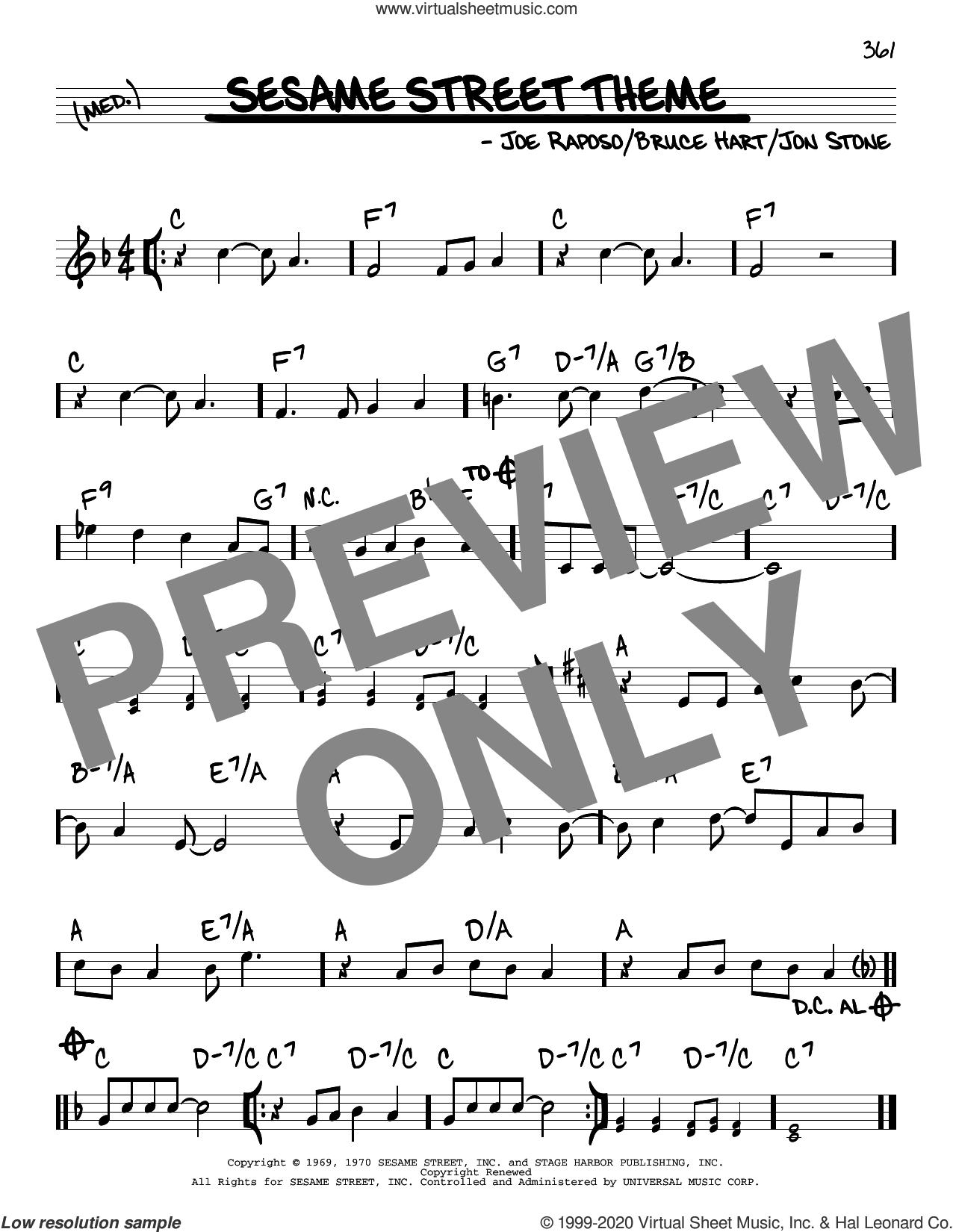 Sesame Street Theme sheet music (real book - melody and chords) (real book)