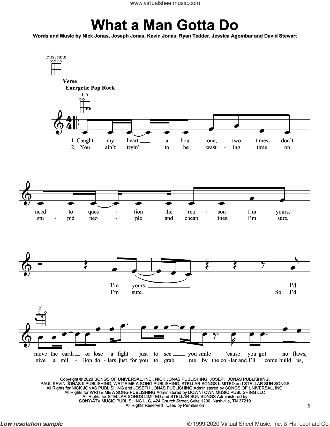 What A Man Gotta Do sheet music for ukulele (PDF-interactive)