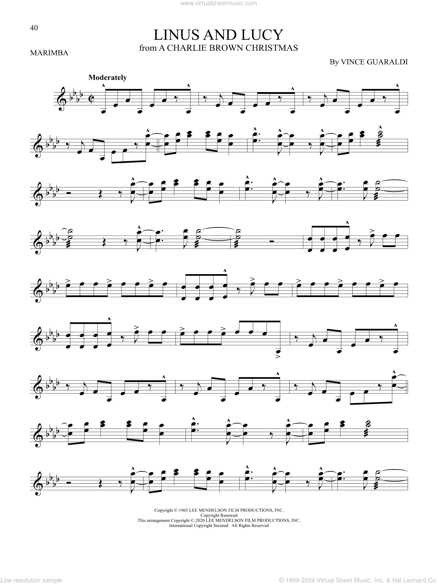 Linus And Lucy sheet music for Marimba Solo (PDF) linus-and-lucy-sheet-music-for-marimba-solo-pdf