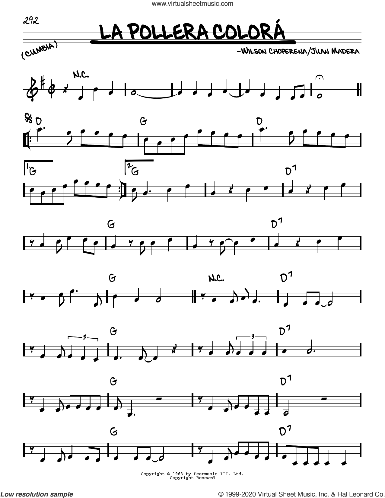 Wilson Choperena La Pollera Colora Sheet Music Notes Chords Download Printable Piano Vocal