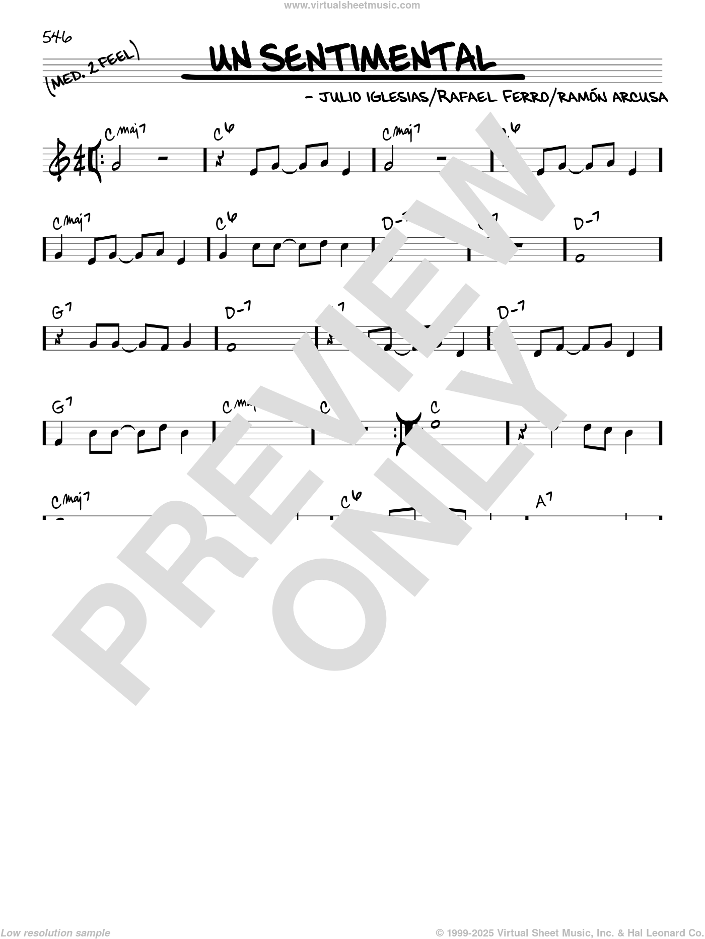 Un Sentimental sheet music (real book - melody and chords) (real book)