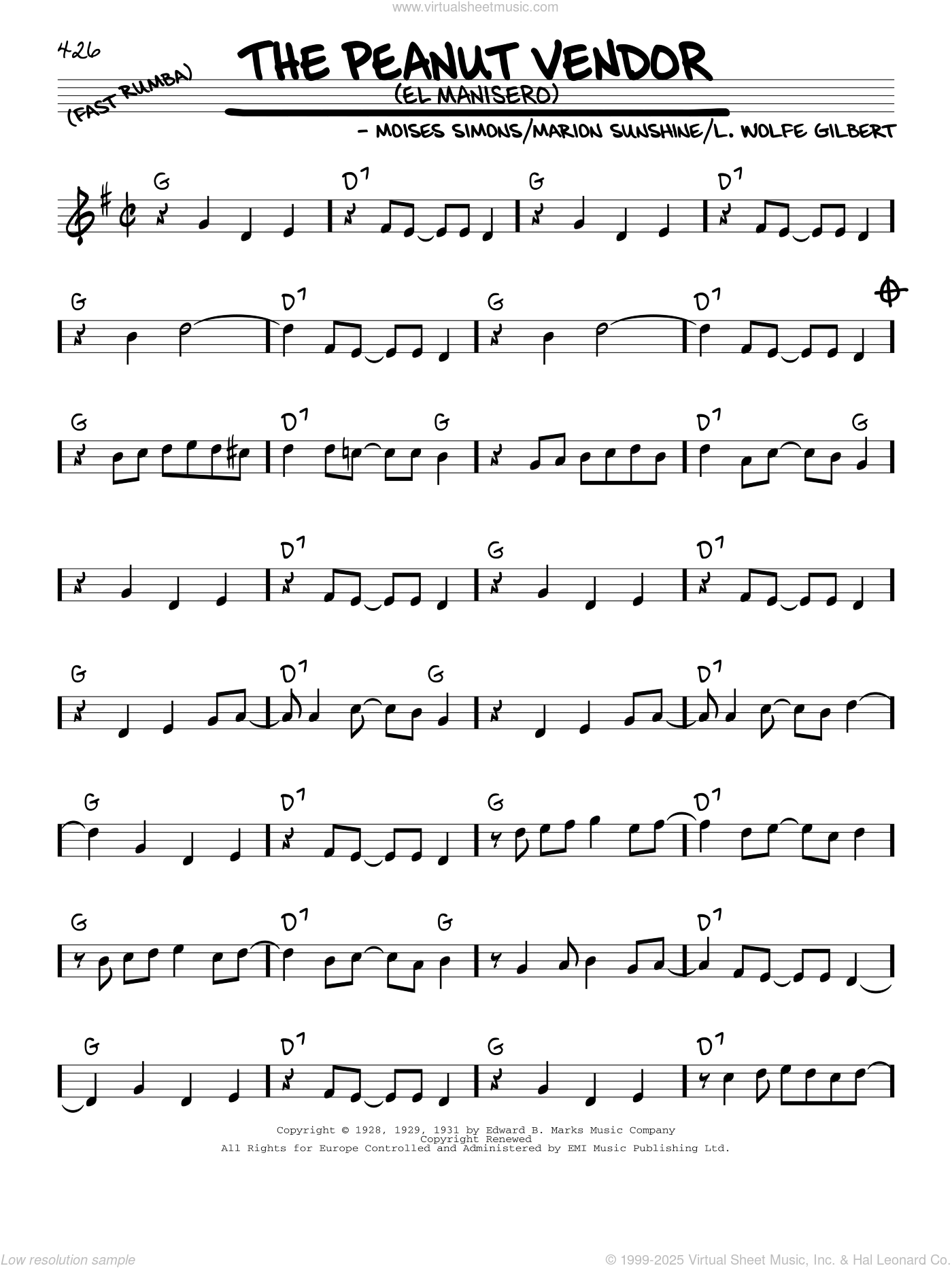 The Peanut Vendor (El Manisero) sheet music (real book melody and
